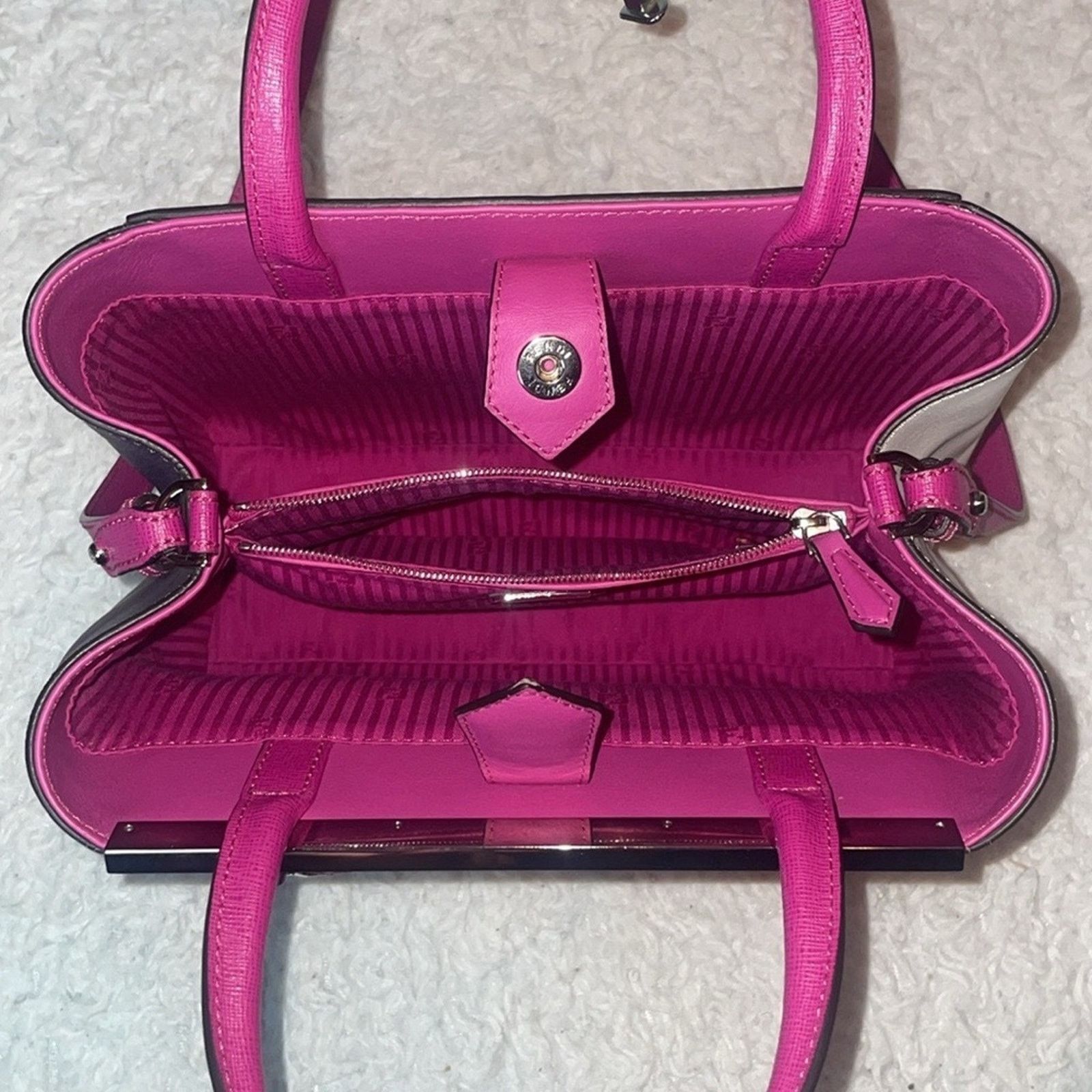 Fendi Fendi 2Jours Petite Geometric Satchel Magenta Multi Size ONE SIZE - 12 Thumbnail
