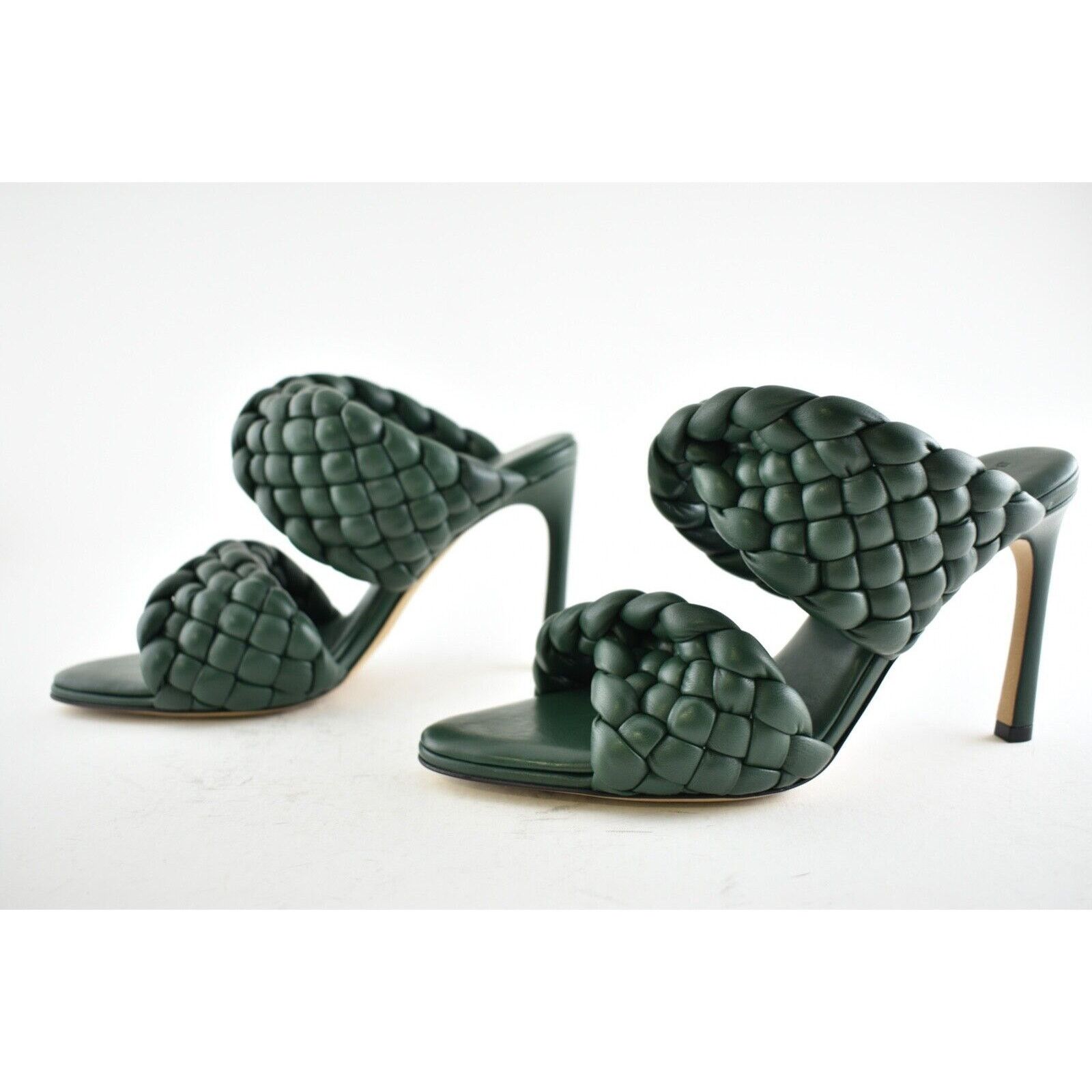 Bottega Veneta Curve Padded Vert Foncee Leather Sandal Mule Heel Pump 36.5 Size US 6.5 / IT 36.5 - 9 Thumbnail