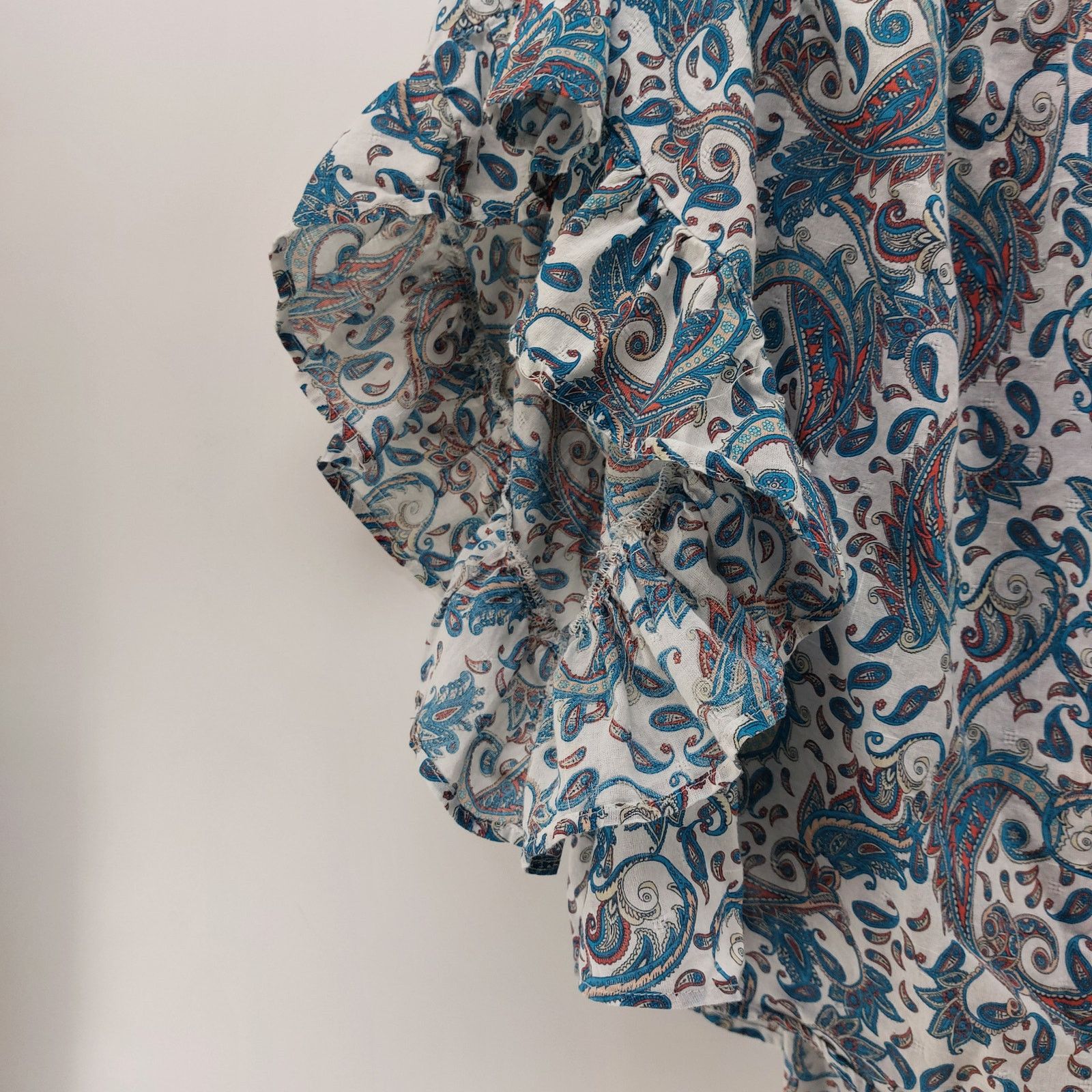 Other Terry & Sky 2X 20W-22W Blouse Paisley Print Ruffle Blue Cute Size XXL / US 16-18 / IT 52-54 - 6 Thumbnail