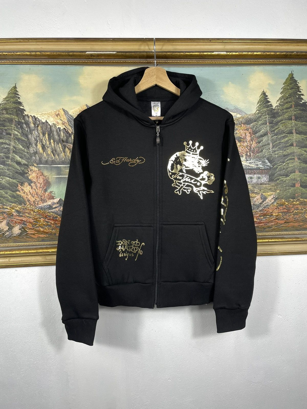 Christian Audigier × Ed Hardy × Vintage Ed Hardy Retro 00s Hoodie Sweatshirt Affliction Grunge Size S / US 4 / IT 40 - 2 Thumbnail