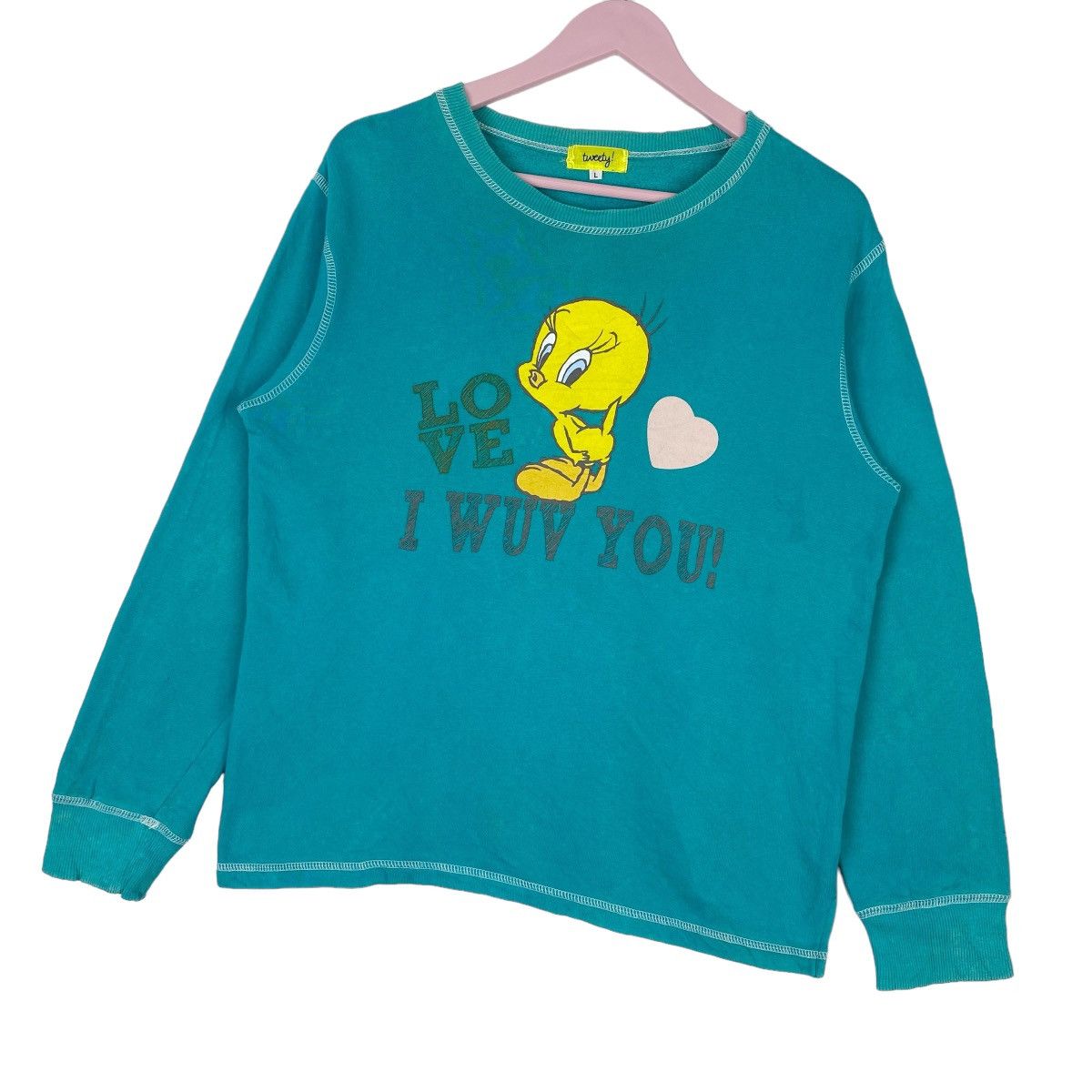 Designer × Vintage Tweety Love I Wuv You Sweatshirt Crewneck Pullover Jump Size US L / EU 52-54 / 3 - 3 Thumbnail