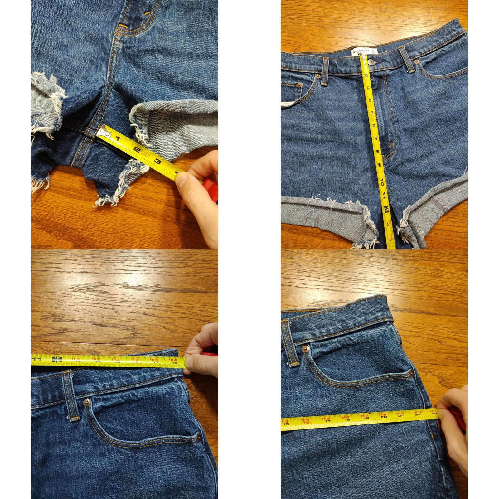 Abercrombie & Fitch Abercrombie & Fitch The Mom Short High Rise Cut Off Womens 33/16 Dark Blue Denim 90s Size 24" / US 00 / IT 34 - 8 Thumbnail