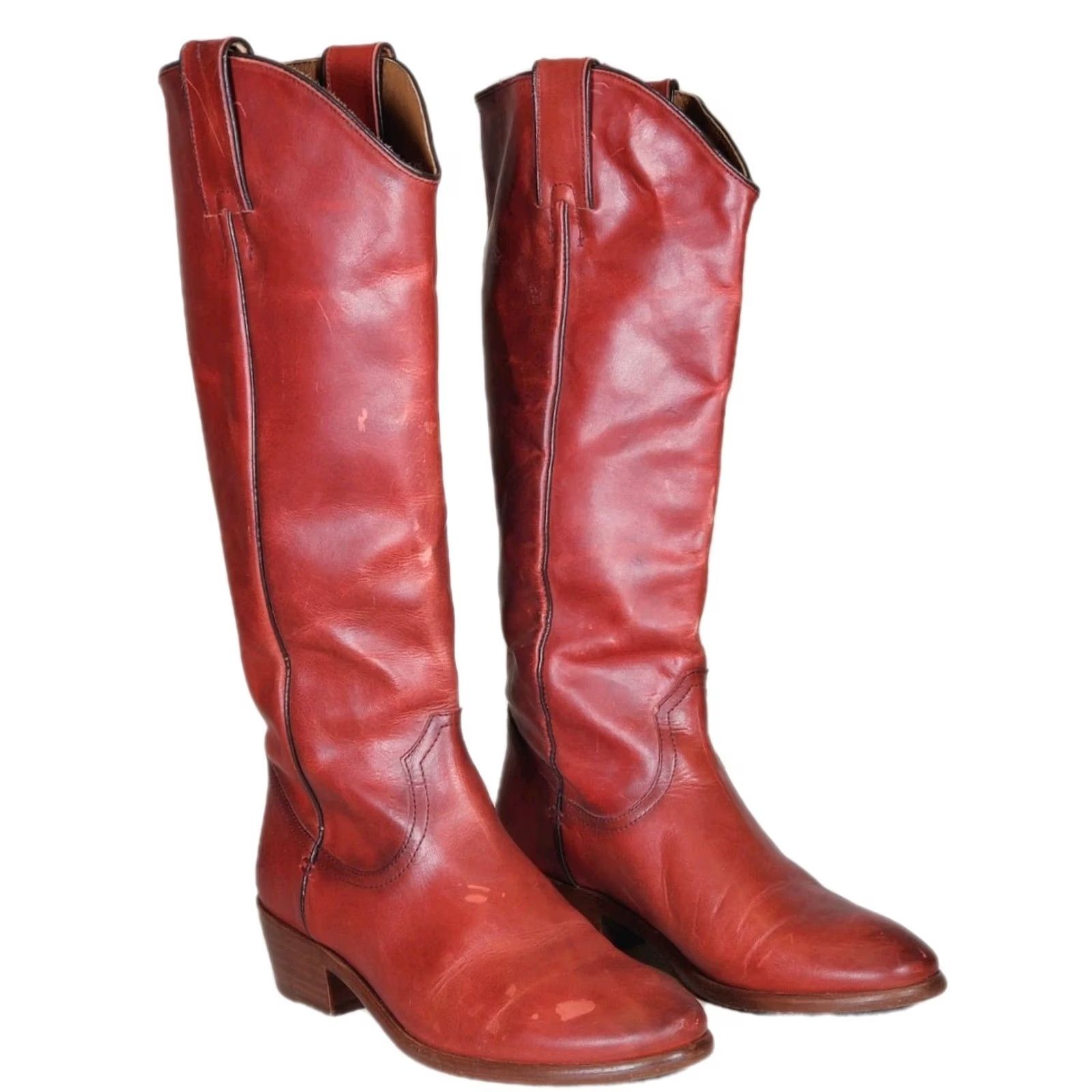Frye FRYE Carson Pull On Tall Riding Boots Crimson Red 3470833-CMJ Women's US 7.5 M Boots Riding Leather Shaft 15" Black? Size US 8 / IT 38 - 2 Thumbnail