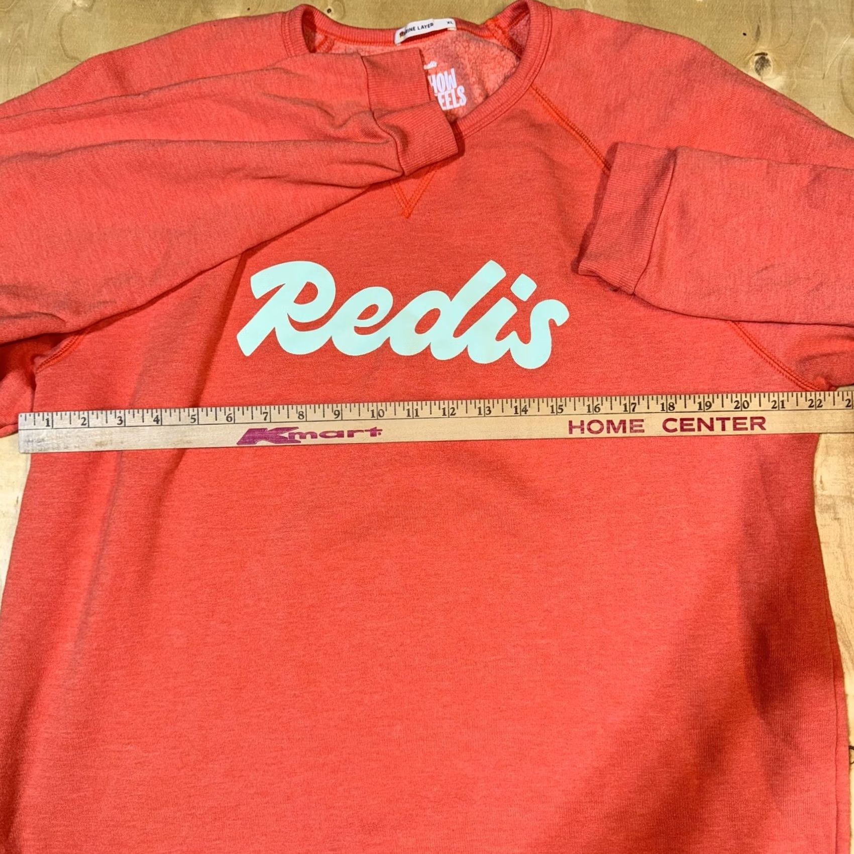 Marine Layer Marine Layer Redis Sweatshirt Mens XL Orange Crewneck Pullover Soft Graphic Print Knit Cotton Blend Raglan Sleeve Lightweight Tagless All Seasons Size US XL / EU 56 / 4 - 6 Thumbnail