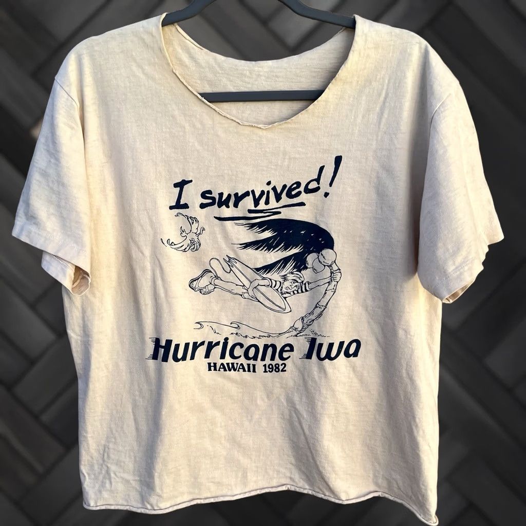 Vintage VINTAGE 1980s Hawaii T Shirt Mens L Ivory I Survived