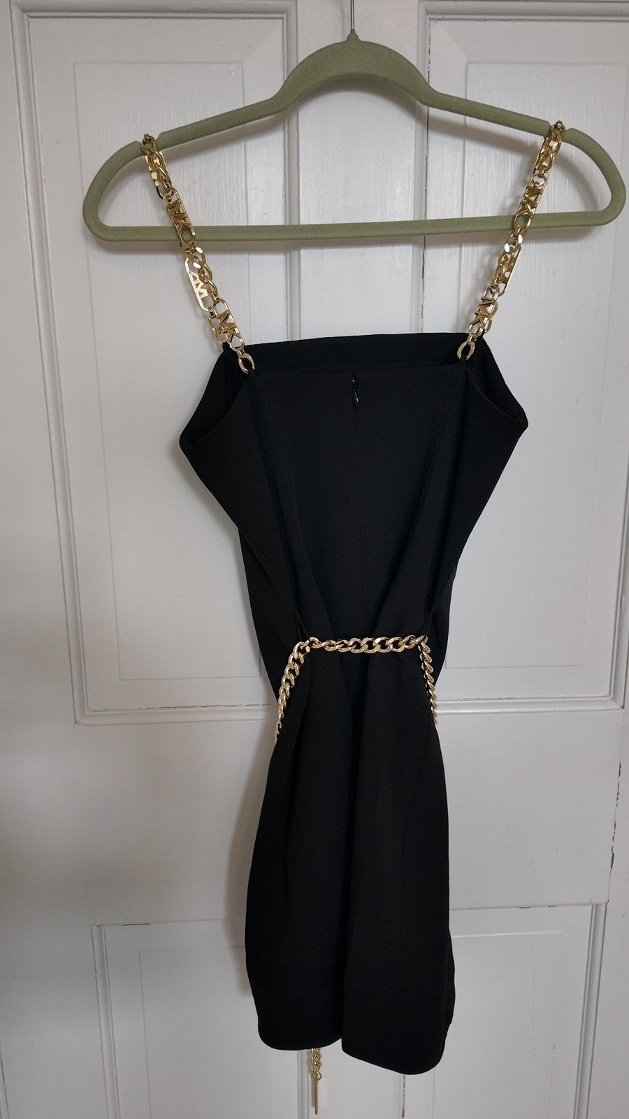 Michael Kors Black Mini Dress with Gold Chain