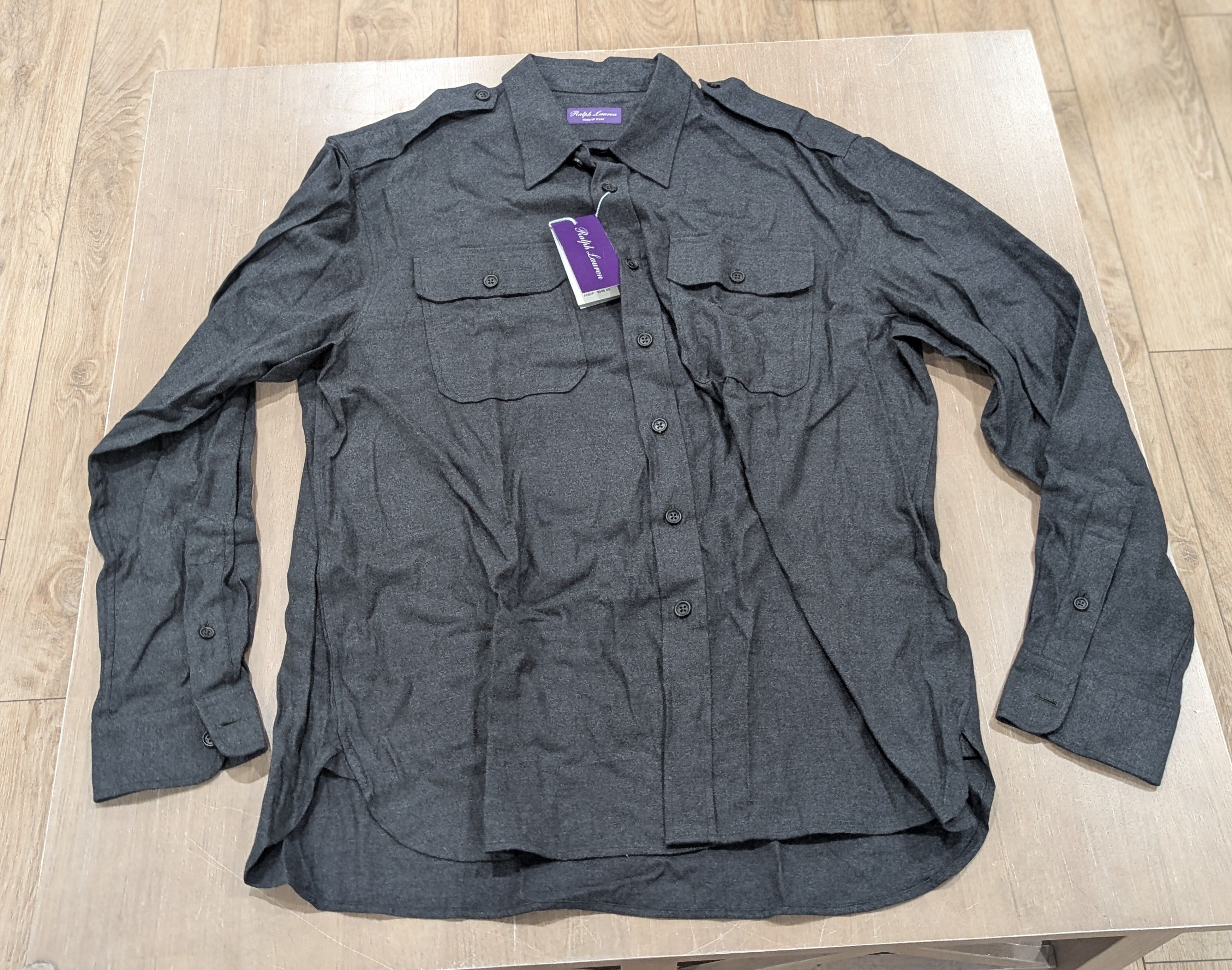 Ralph Lauren Purple Label LS Button Up Shirt Charcoal 2XL