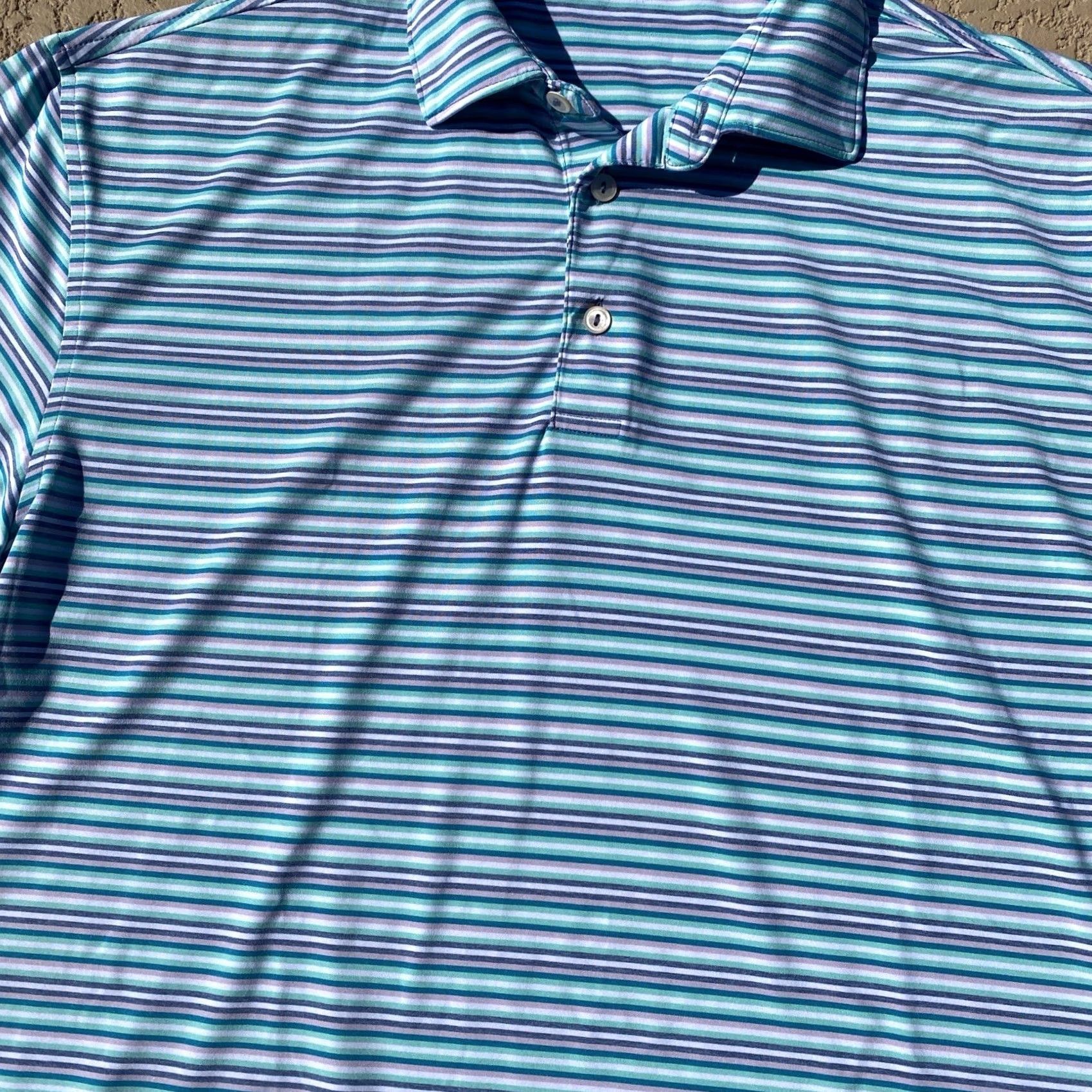 Peter Millar Peter Millar Polo Shirt M Blue Striped Golf Polo Shirt Mens Short Sleeve Casual Activewear Classic Summer Comfort Size US M / EU 48-50 / 2 - 2 Thumbnail