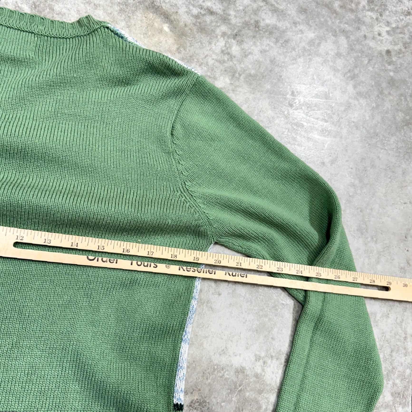 Vintage Vintage J Riggins Sweater Mens Large Green V Neck Landscape Intarsia Graphic Print 80s Size US L / EU 52-54 / 3 - 4 Thumbnail