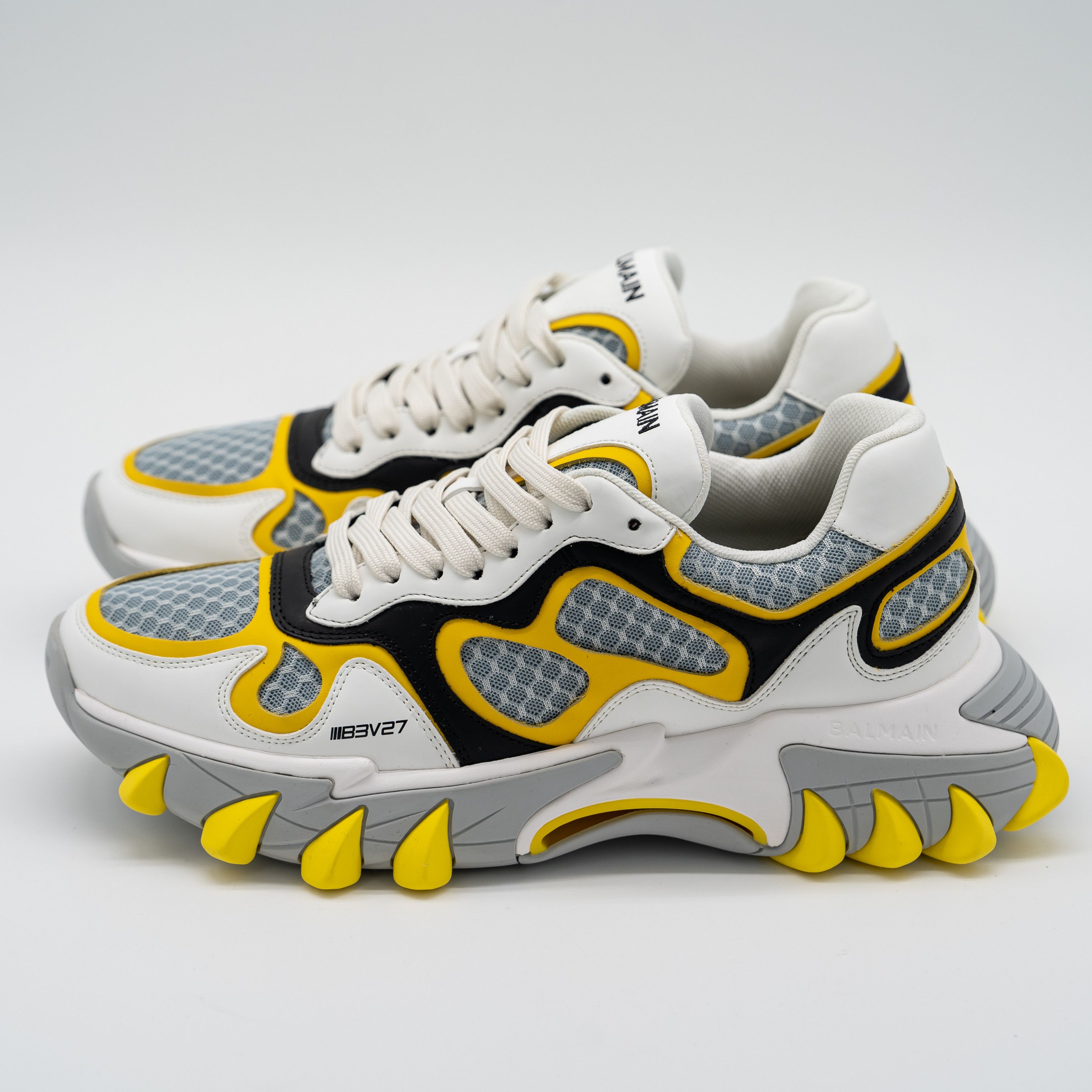 Balmain 46 13 US Balmain B-East White Black Yellow Sneakers Leather Size US 13 / EU 46 - 4 Thumbnail