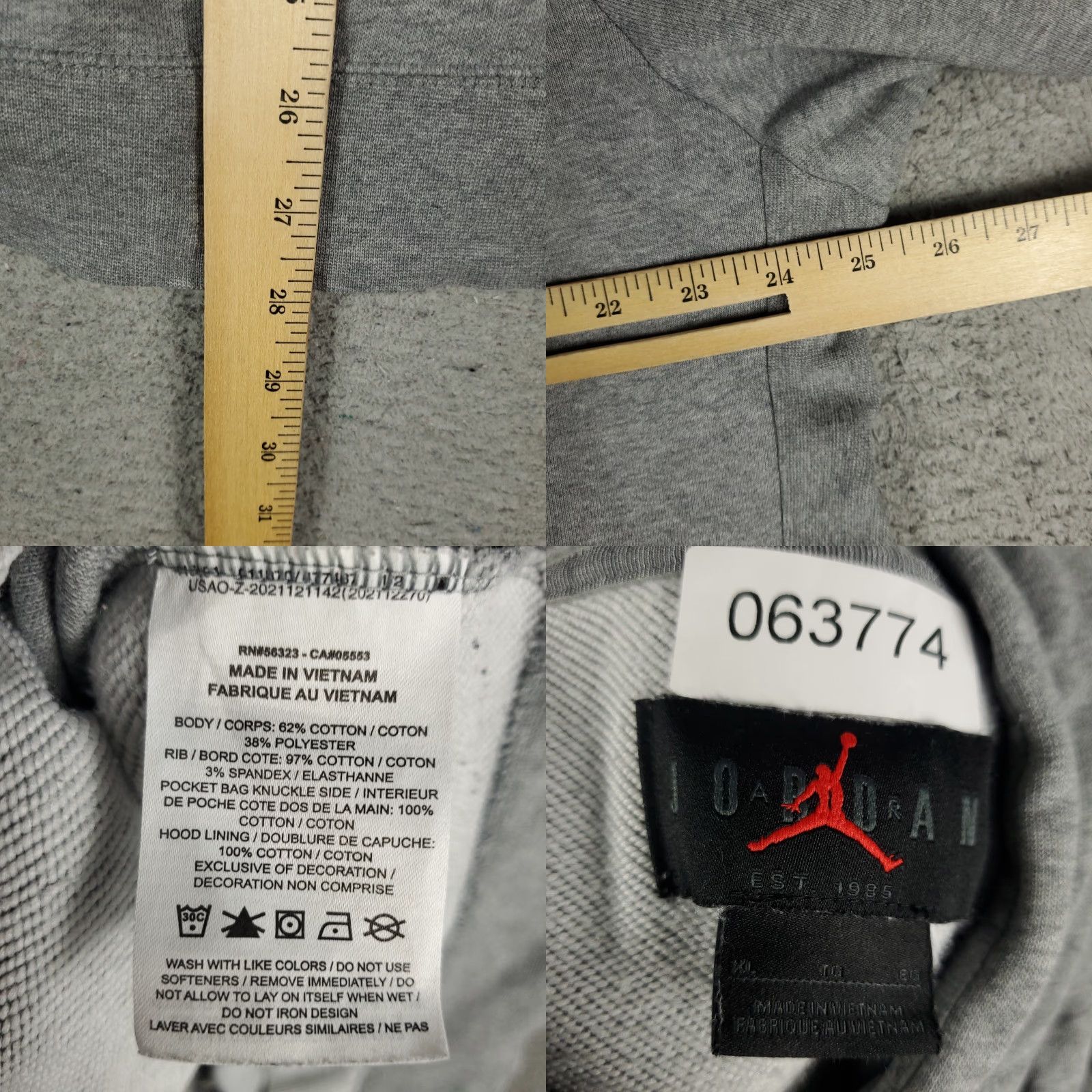 Jordan Brand Jordan Hoodie Mens XL Gray Air Jumpman Pullover Sweatshirt Size US XL / EU 56 / 4 - 8 Thumbnail