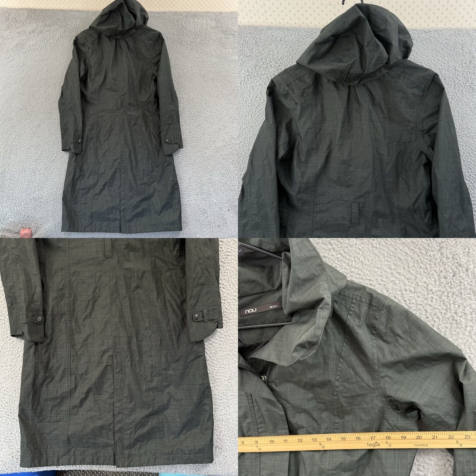 Vintage Nau Jacket Womens Medium Green Hooded Outdoor Raincoat Lined Full Zip Long Size M / US 6-8 / IT 42-44 - 8 Thumbnail