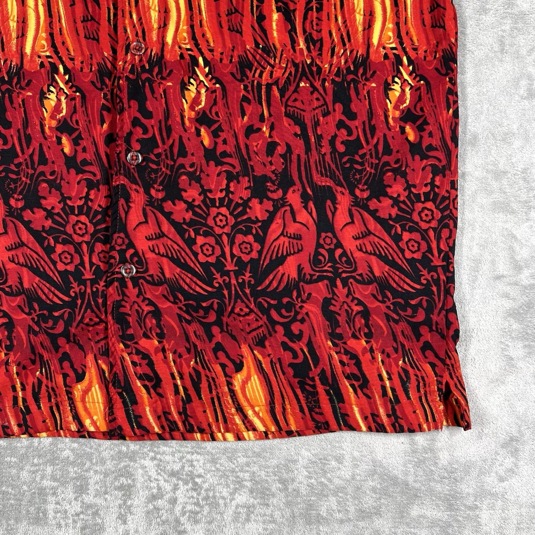 Vintage VINTAGE No Boundaries Button-Up Shirt Mens Large L Graphic Fire Flames Retro Knit? Size US L / EU 52-54 / 3 - 5 Thumbnail