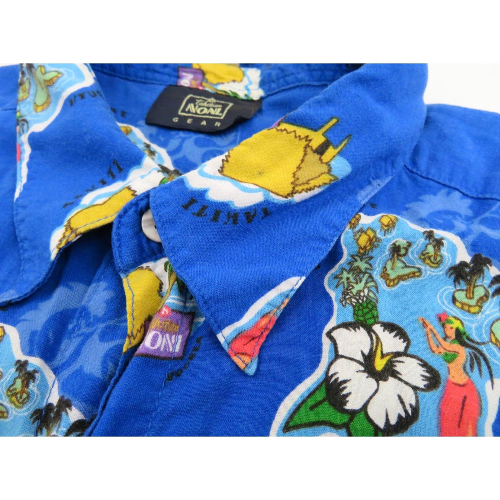 Vintage VINTAGE Tahitian Noni Hawaiian Shirt Mens L Camp Aloha Button Down Rayon Blue 70s 80s Summer Maui Noni Graphic Print Shirt Mens Size US L / EU 52-54 / 3 - 5 Thumbnail