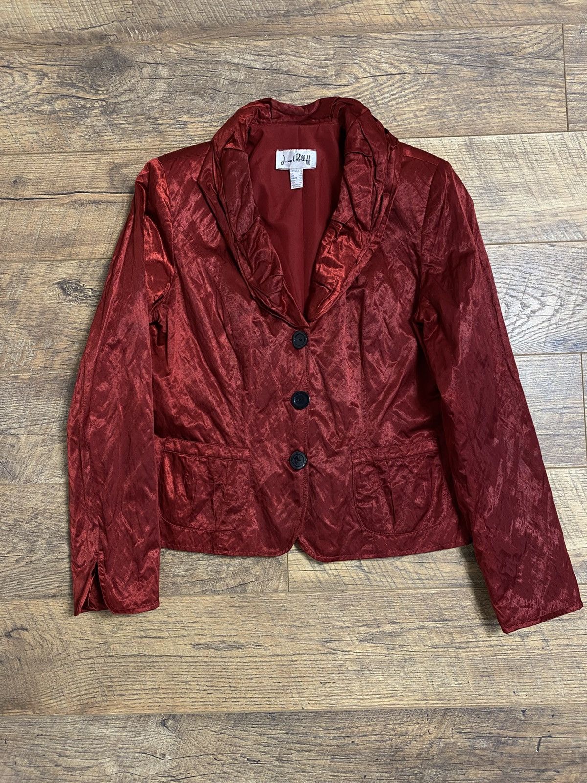 Joseph Ribkoff Metallic Shimmer Ruffle Blazer - Size L