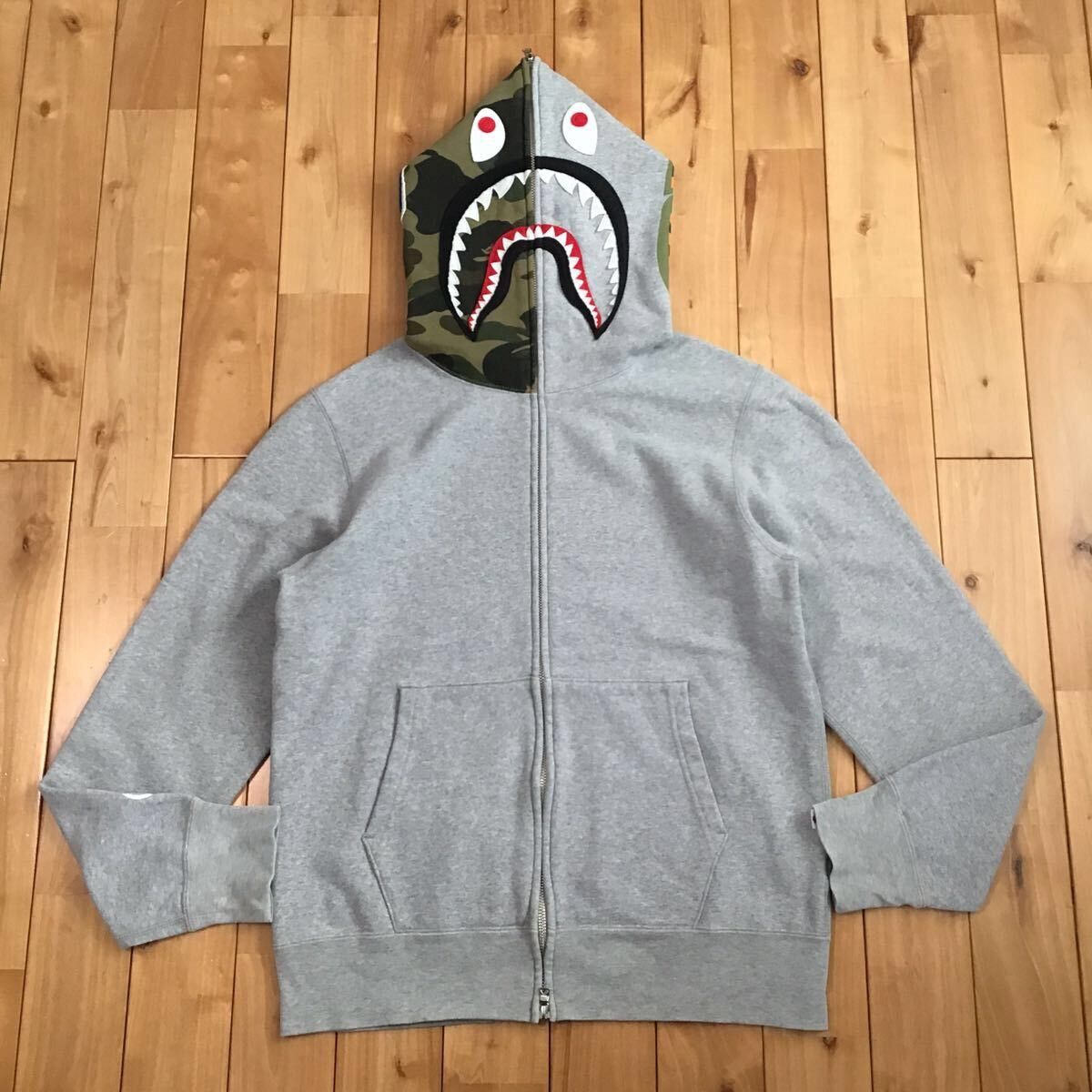 Bape BAPE Shark full zip hoodie 1st camo green a bathing ape Size US M / EU 48-50 / 2 - 1 Thumbnail