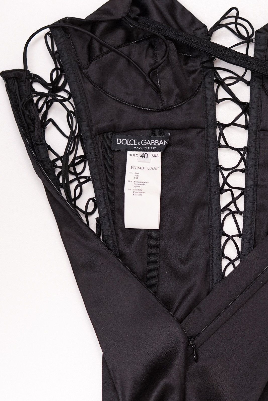 Dolce & Gabbana Dolce & Gabbana F/W Black Plunging Corset Lace Up Mini Dress Size M / US 6-8 / IT 42-44 - 7 Thumbnail