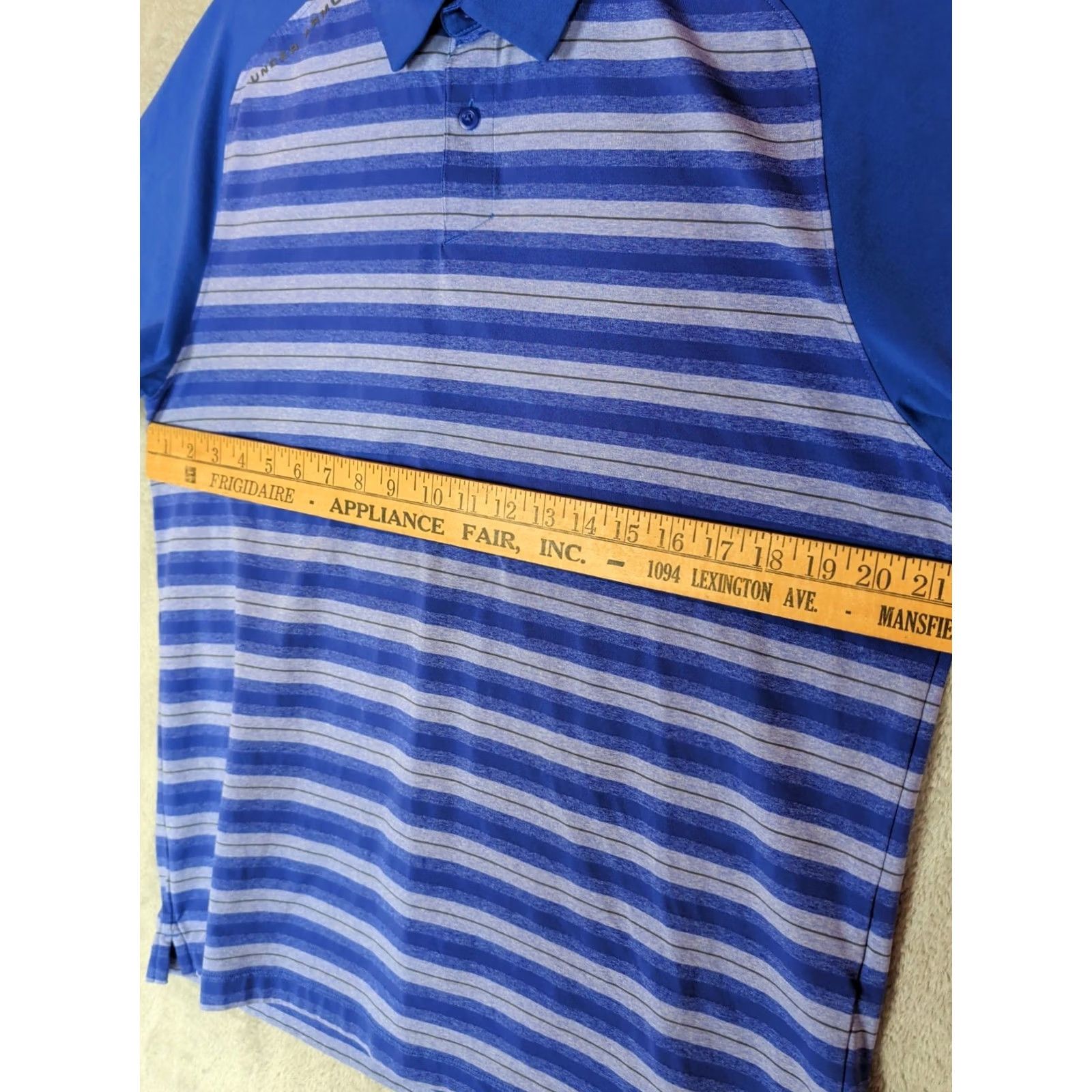 Under Armour Under Armour Polo Shirt Mens Large Purple Striped Short Sleeve Golf Heat Gear Size US L / EU 52-54 / 3 - 7 Thumbnail