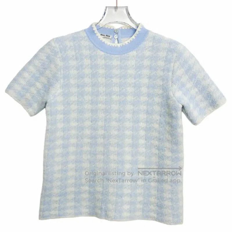 Miu Miu Miu Miu Blue Cashmere Women's T-Shirt . Size L / US 10 / IT 46 - 1 Thumbnail