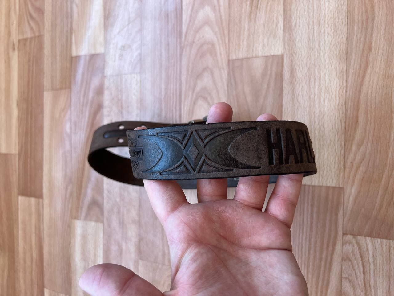 Harley Davidson HARLEY DAVIDSON RARE WESTERN BROWN MONOGRAM BELT SIZE 98.5CM Size 34 - 7 Thumbnail