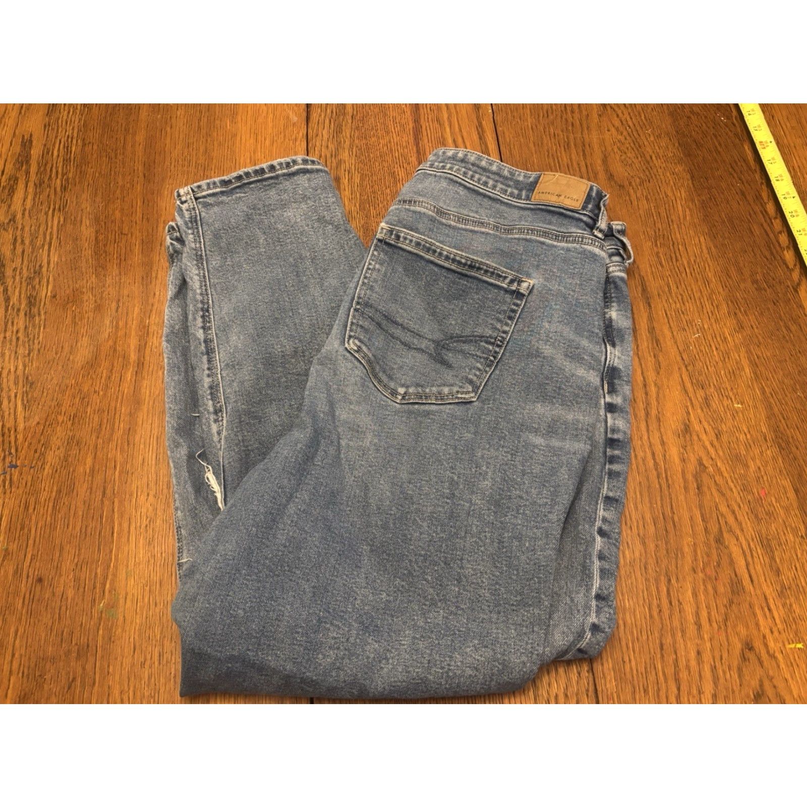 American Eagle Outfitters American Eagle Outfitters Mom Jeans Womens 16 Short Strigid Ripped Knee Blue Denim 5-Pocket Design Vintage No Size 38" / US 16 / IT 52 - 7 Thumbnail