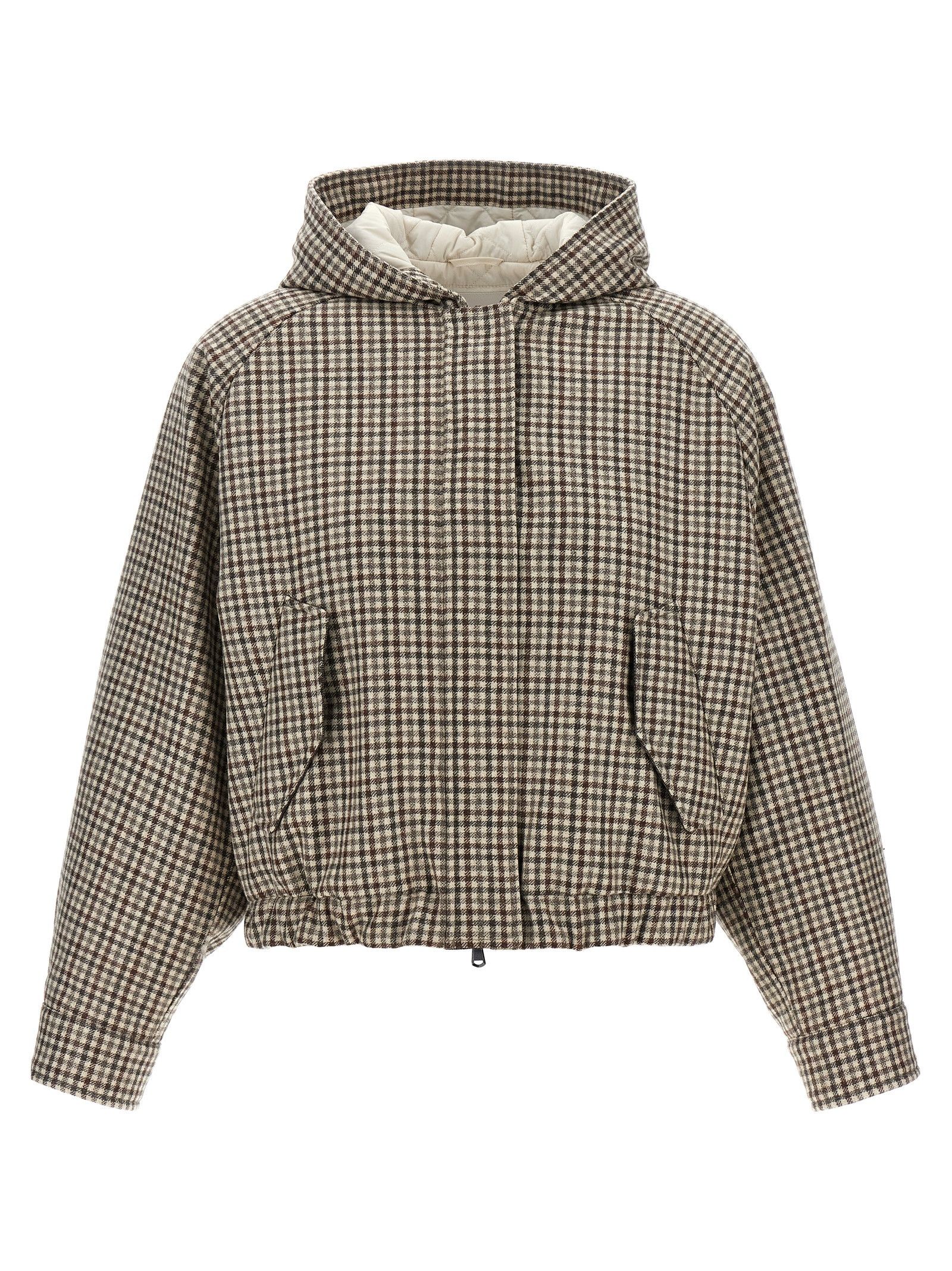 Brunello Cucinelli 'Shiny Zipper Pull' Check Jacket Size XS / US 0-2 / IT 36-38 - 1 Thumbnail