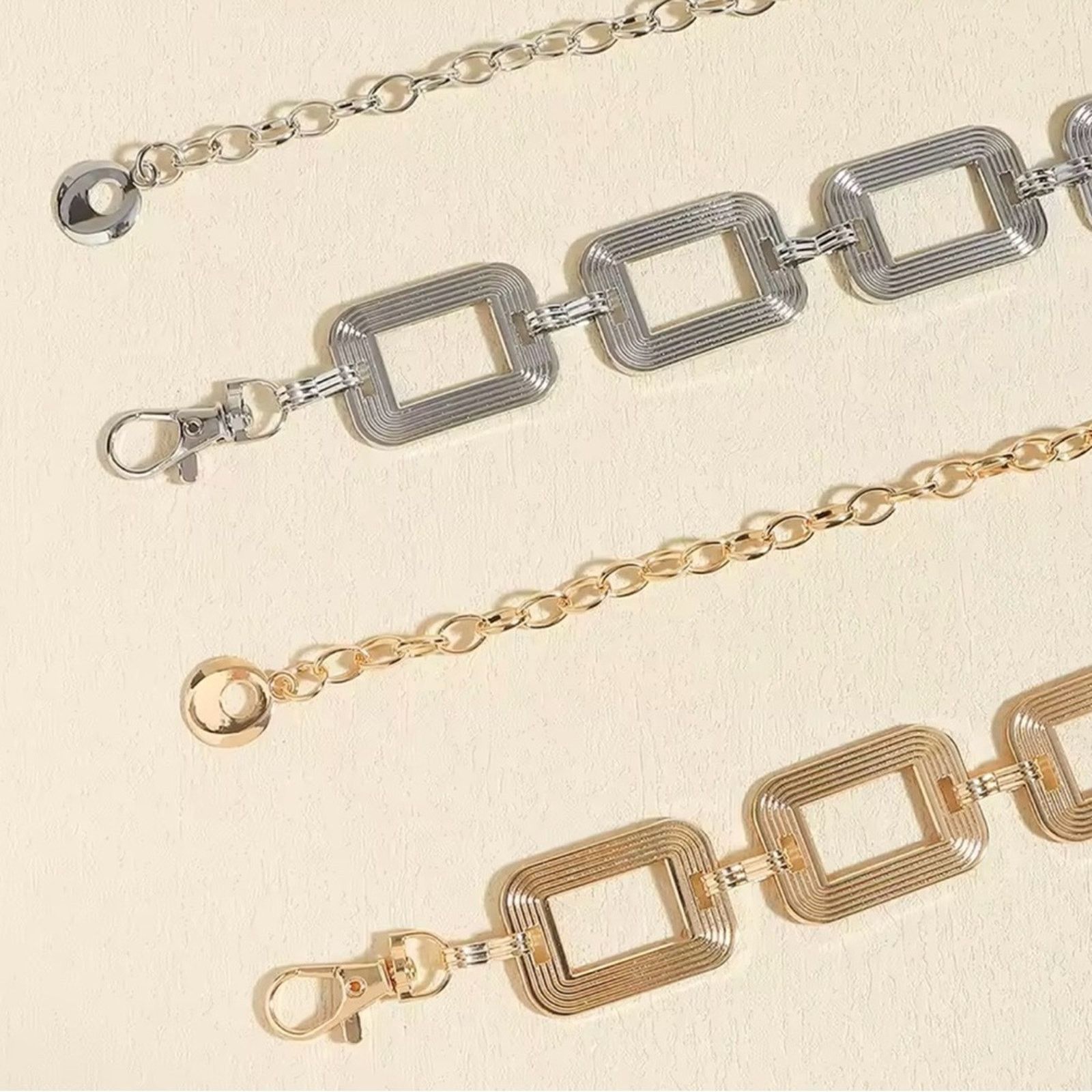 Other cute chain hollow simple square belt buckle chain belt Size ONE SIZE - 6 Thumbnail