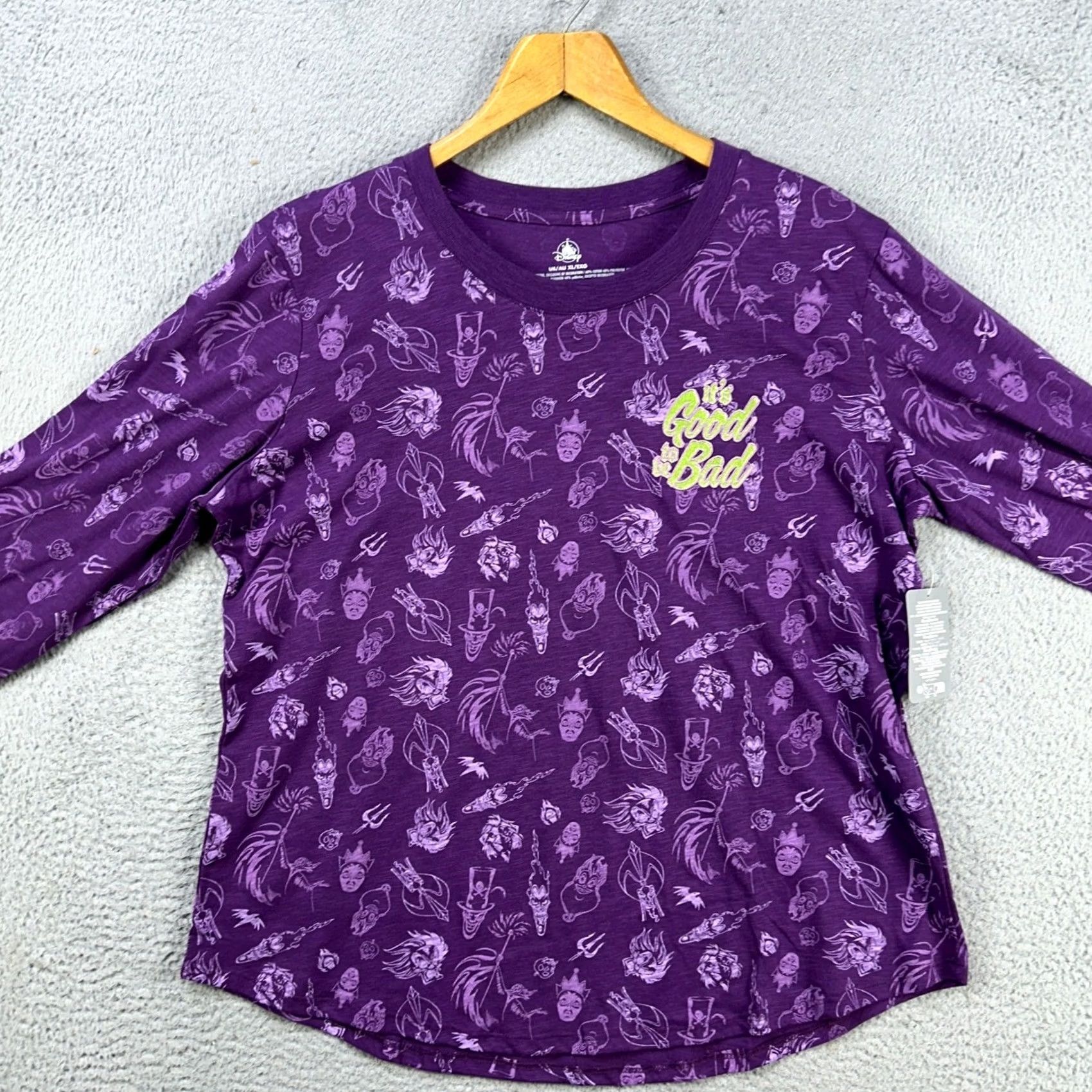 Disney Disney T-Shirt Womens XL Purple Geometric Good To Be Bad Long Sleeve NEW Size XL / US 12-14 / IT 48-50 - 3 Thumbnail