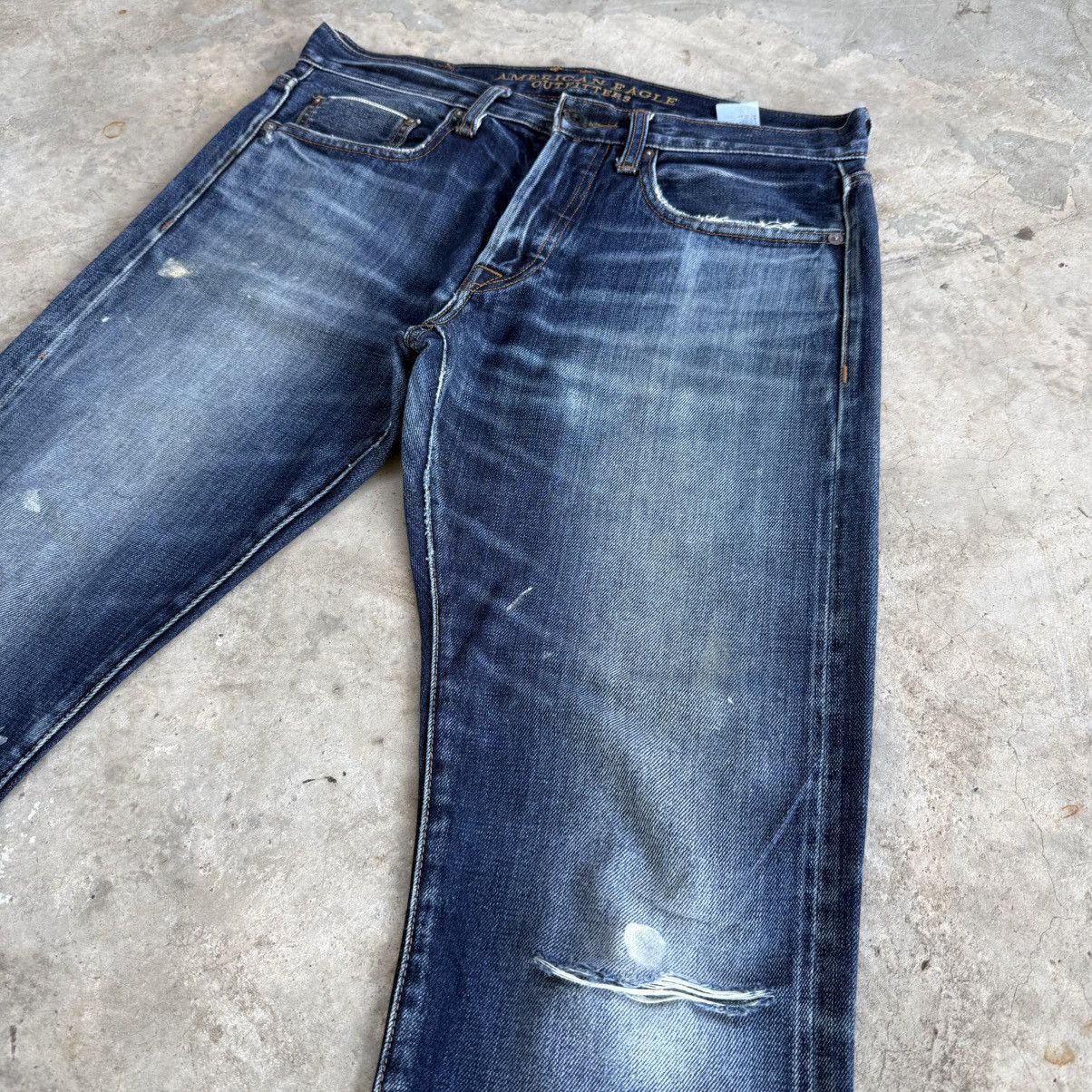 Japanese Brand W34x30 Vintage America Eagle Selvedge Denim Ripped Jean Pant Size US 33 - 5 Thumbnail