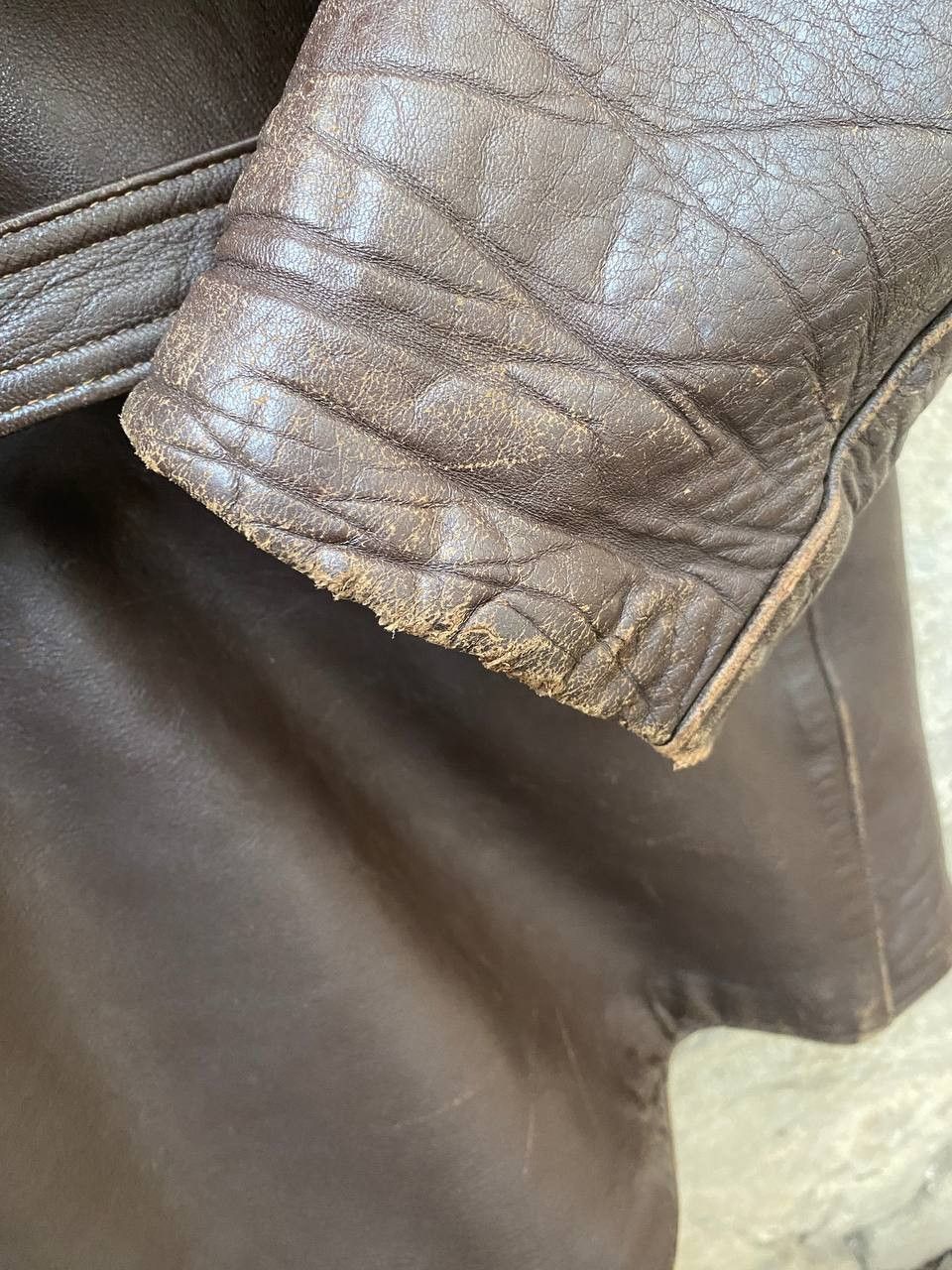 Vintage Retro 30s 40s Brown French BARNSTORMER Leather Coat Size US L / EU 52-54 / 3 - 14 Thumbnail