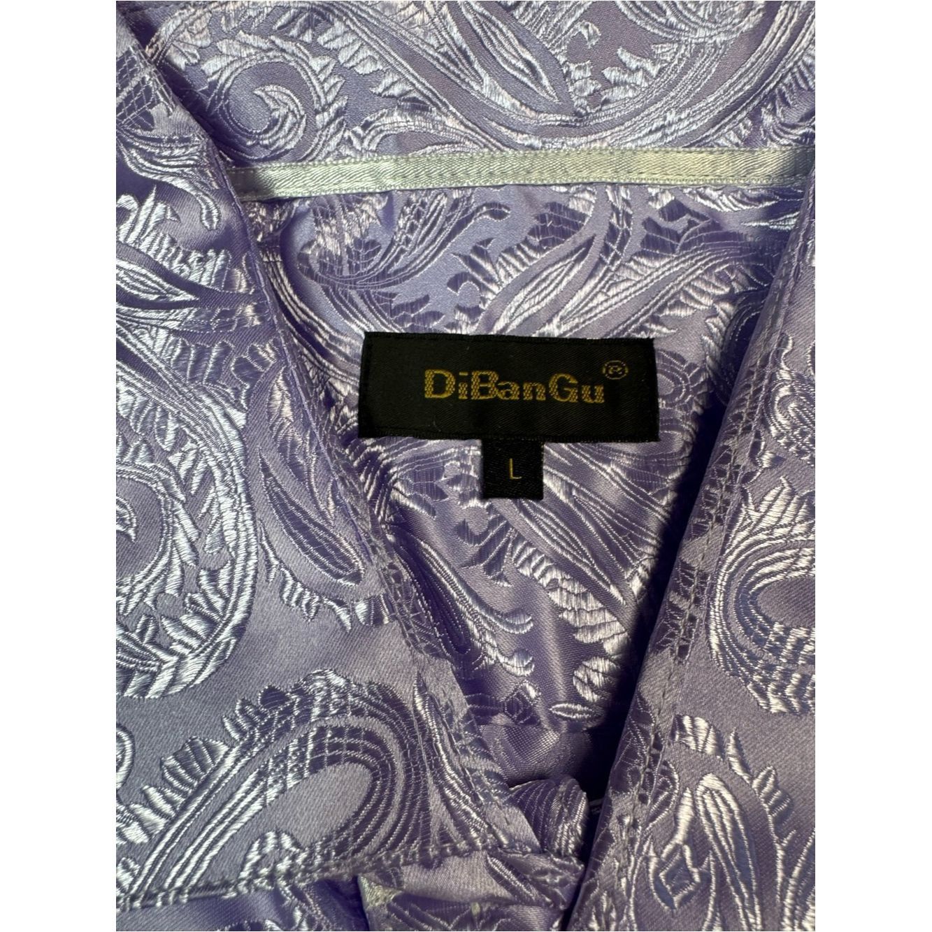 Other NWT New DiBanGu Silk Blend Paisley Long Sleeve Lavender Shi Size US L / EU 52-54 / 3 - 7 Thumbnail