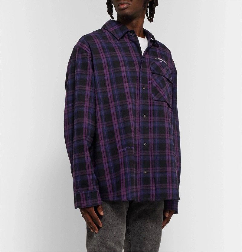 Off-White Off-White Oversized Logo-Appliquéd Checked Flannel Shirt Size US L / EU 52-54 / 3 - 4 Thumbnail
