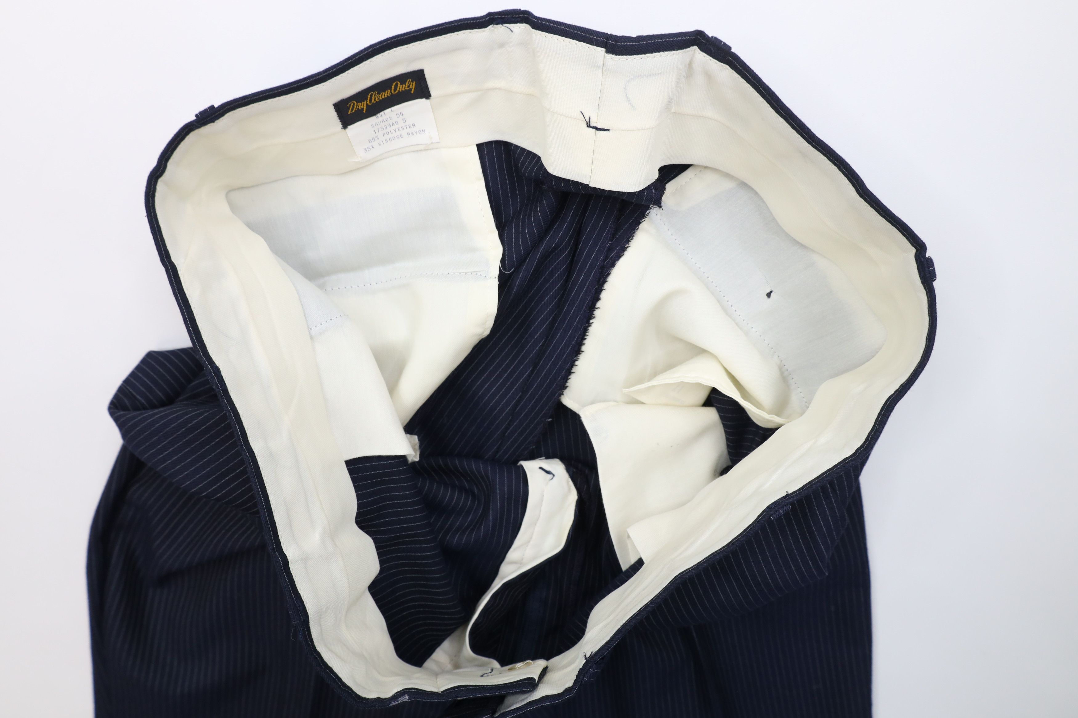 Vintage Vintage 70s Streetwear 3 Piece Pinstriped Suit Wedding Size 46L - 19 Thumbnail