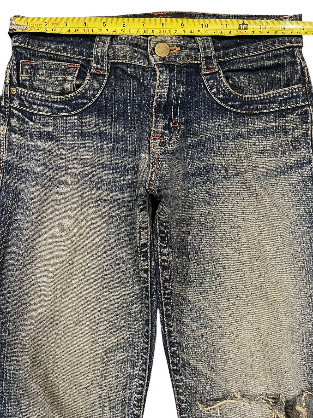 If Six Was Nine Vintage Japanese Brand Blue Wash Distress Style Flare Jeans Size US 30 / EU 46 - 8 Thumbnail