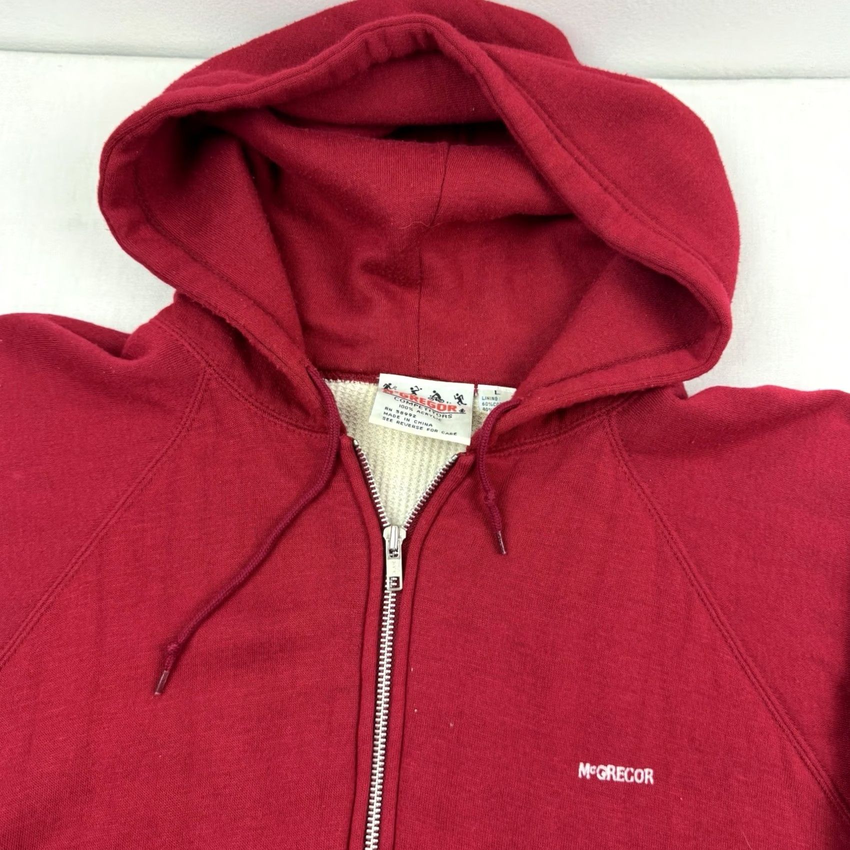 McGregor VINTAGE McGregor Hoodie Adult Large Full Zip Thermal Red 80s Grunge 90s Mens Size US L / EU 52-54 / 3 - 3 Thumbnail