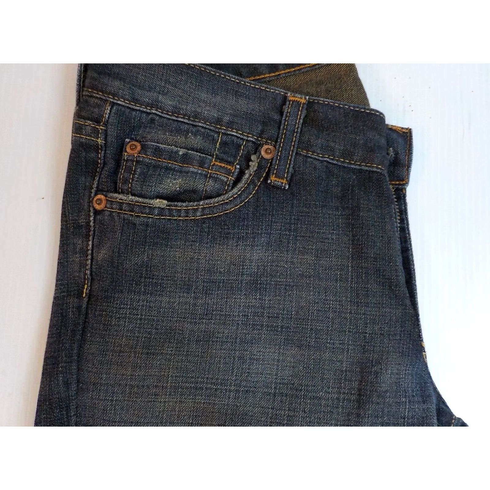 7 For All Mankind VINTAGE 7 FOR ALL MANKIND Bootcut Jeans Sz 26W32L 100% Cotton Distressed Blue Jeans Womens Bootscut 26x32 плот Size 26" / US 2 / IT 38 - 2 Thumbnail