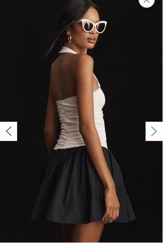 Anthropologie NWT Maeve Halter Mini Dress Black & White Size S $168 Size S / US 4 / IT 40 - 2 Thumbnail