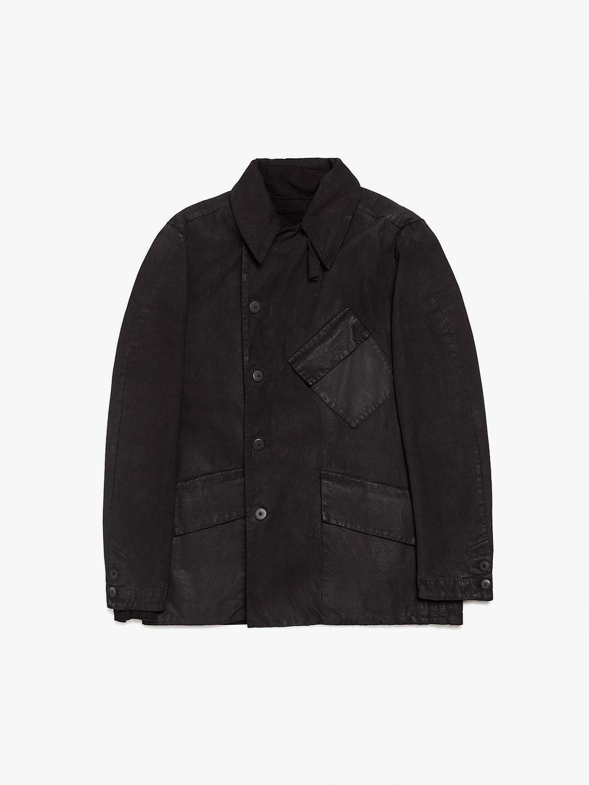 Transit Black Waxed Cotton Inner Wool Layered Coat Size US XXL / EU 58 / 5 - 1 Thumbnail