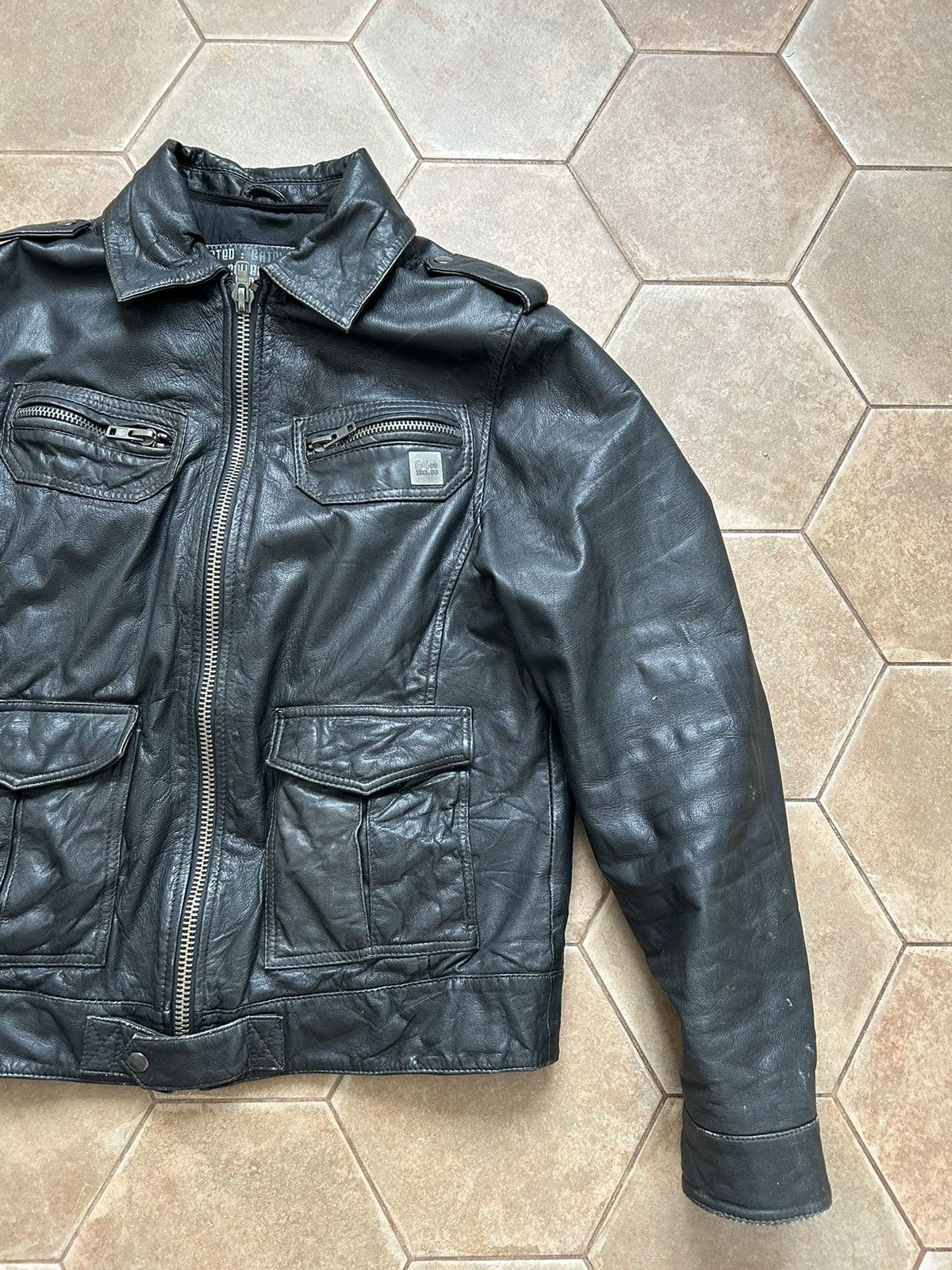 VINTAGE LEATHER BOMBER Y2K JACKET