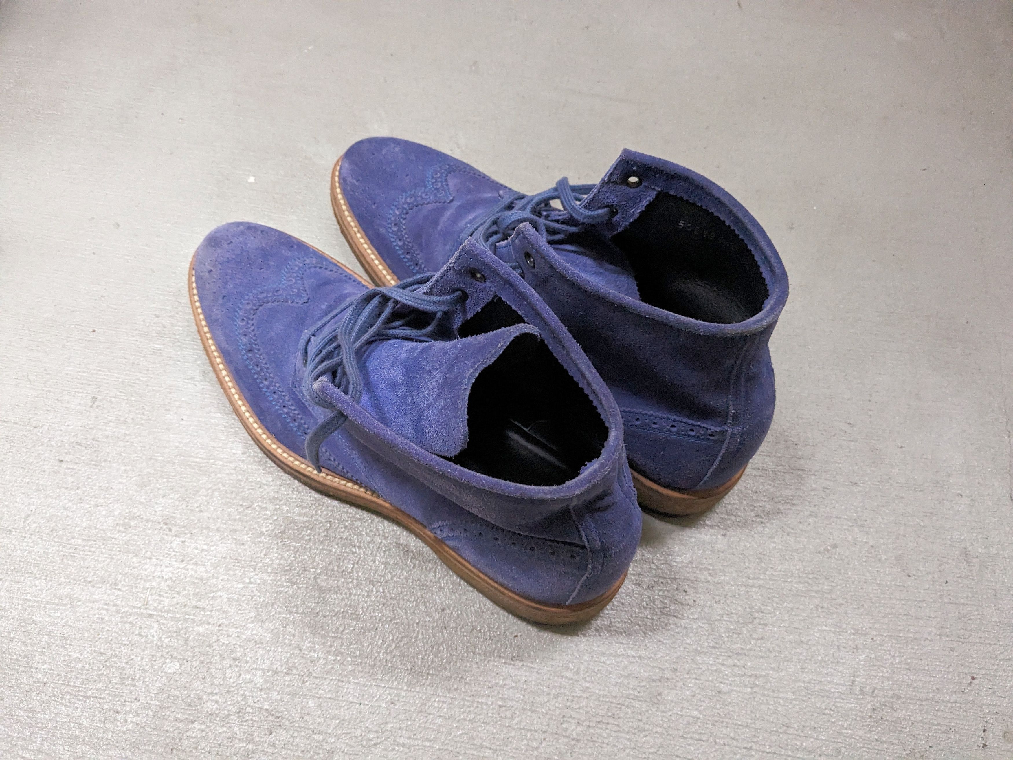 Hugo Boss Hugo Boss Wingtip Boots Blue Suede Brogues 11 44 Lace Up Size US 11 / EU 44 - 8 Thumbnail