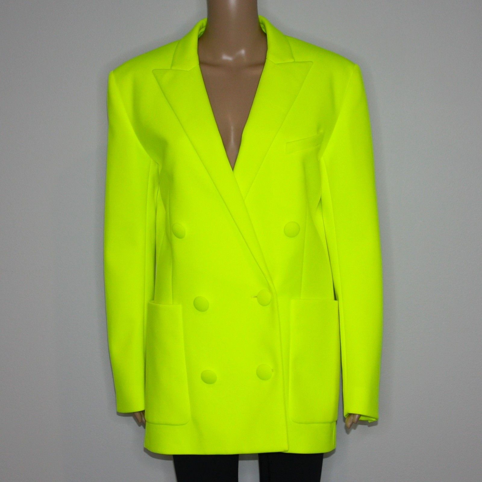 Balmain Double Breasted Boyfriend Blazer in Neon Yellow US 4 $1995 Size XS / US 0-2 / IT 36-38 - 4 Thumbnail