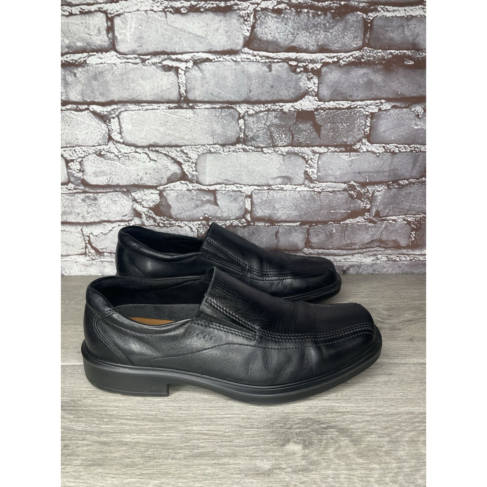 Ecco Ecco Black Leather Apron Toe Slip On Casual Loafers Shoes Me Size US 10 / EU 43 - 11 Thumbnail