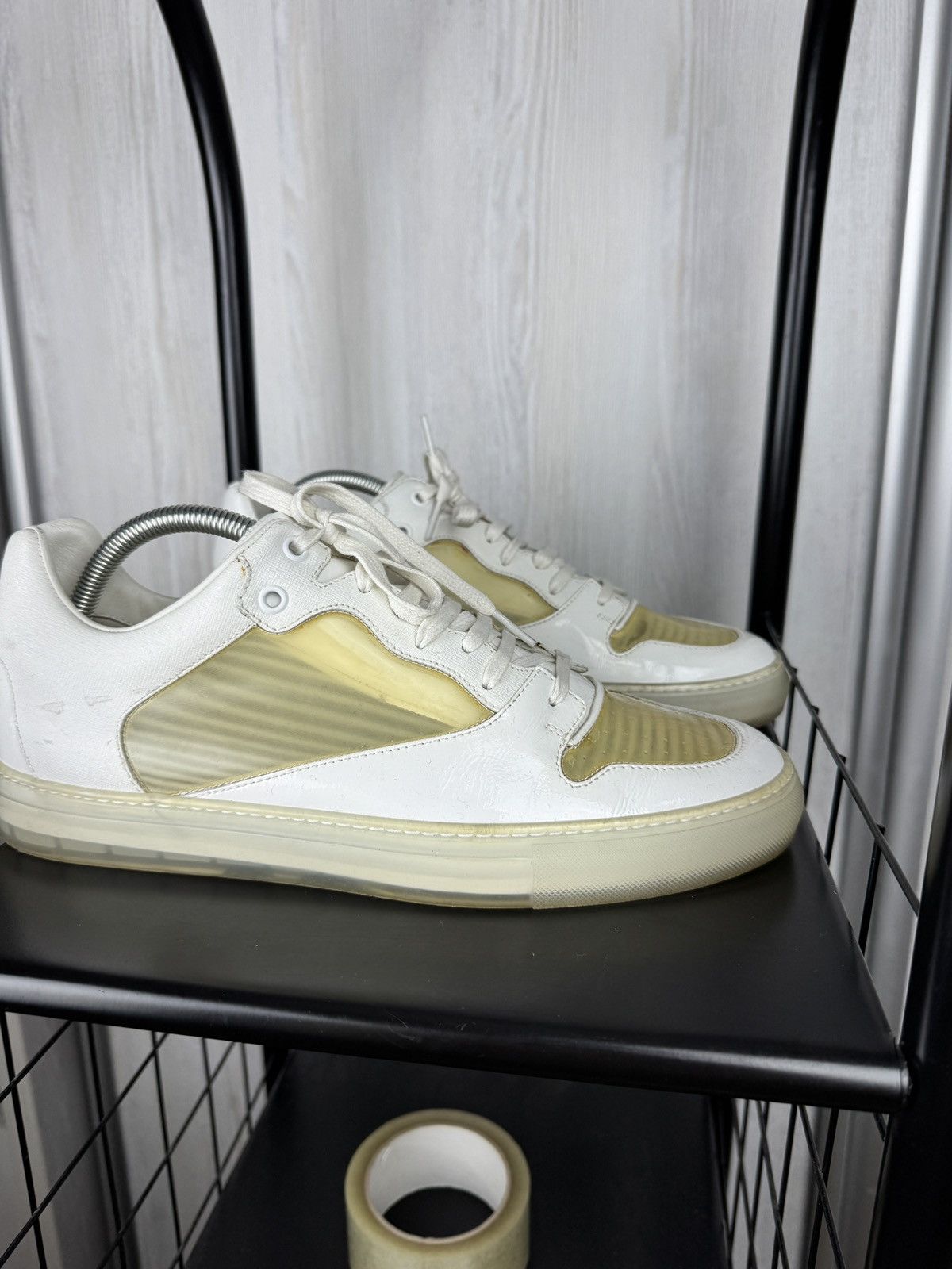 Balenciaga MENS BALENCIAGA WHITE LEATHER LACE-UP SNEAKERS EU 42 341772 Size US 9 / EU 42 - 3 Thumbnail