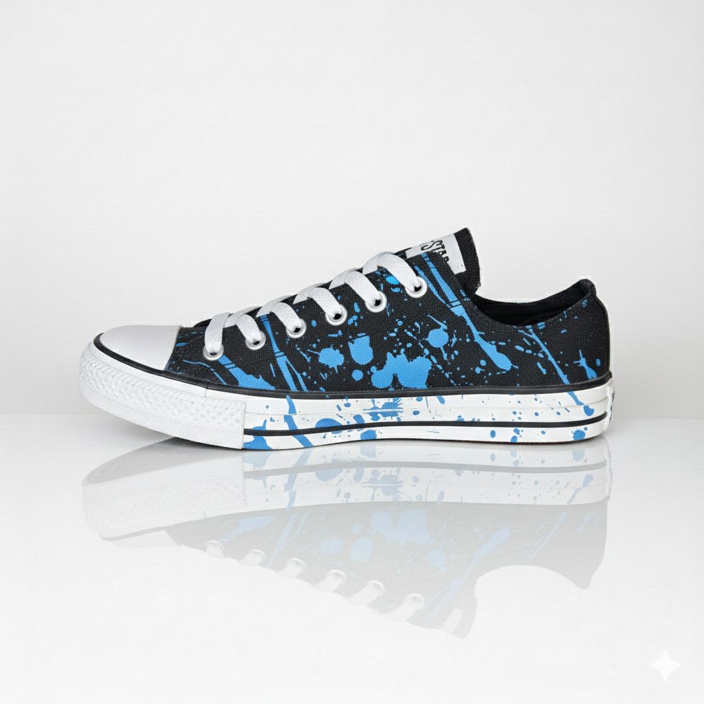 Converse Converse W9/M7 Sneakers Paint Splatter Black Blue Lace Up Size US 7 / EU 40 - 5 Thumbnail