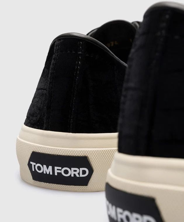 Tom Ford o1w1db10724 Cambridge Velvet Sneakers in Black Size US 9 / EU 42 - 5 Thumbnail