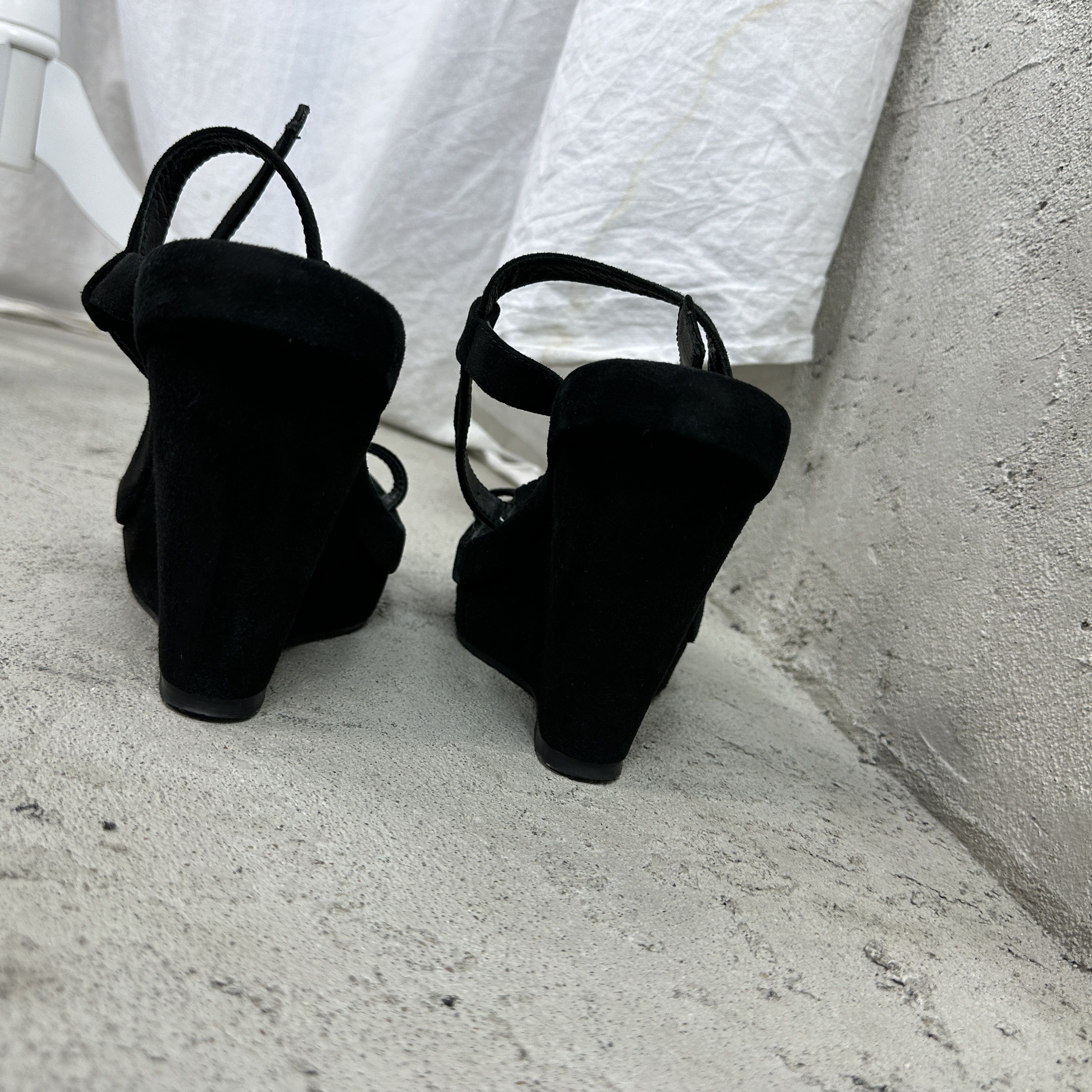 Ann Demeulemeester × Vintage Vintage Avant Garde Leather Wedge Suede Sandals Size US 8 / IT 38 - 13 Thumbnail