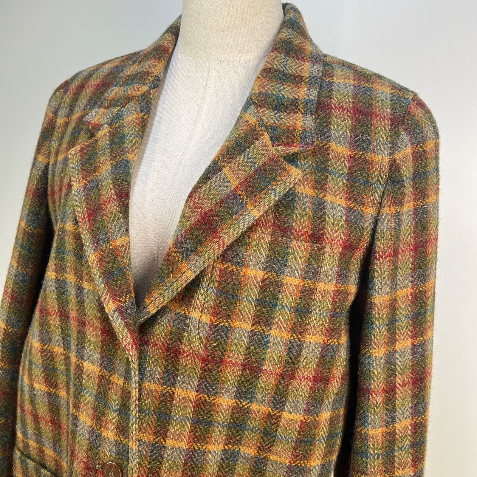 Liz Claiborne × Vintage Vintage Lizsport Petite Wool Plaid Blazer Green Size XL / US 12-14 / IT 48-50 - 2 Thumbnail