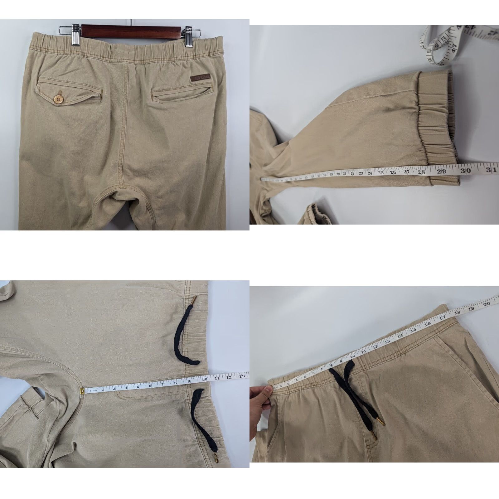 Vintage WT02 Jogger Pants Men XL Beige Khaki Elastic Drawstring Straight Inseam 30in Front Flat Front Cotton Blend Slashed Pocket Casual Workwear Vintage No Size US 36 / EU 52 - 8 Thumbnail