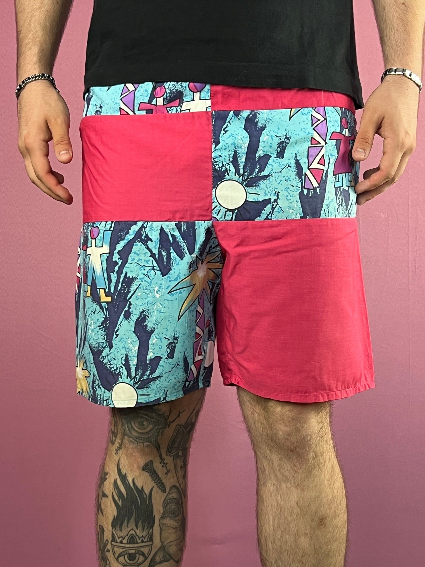 Vintage 90s Vintage Men's Abstract Print Sport Shorts - S Size US 30 / EU 46 - 2 Thumbnail