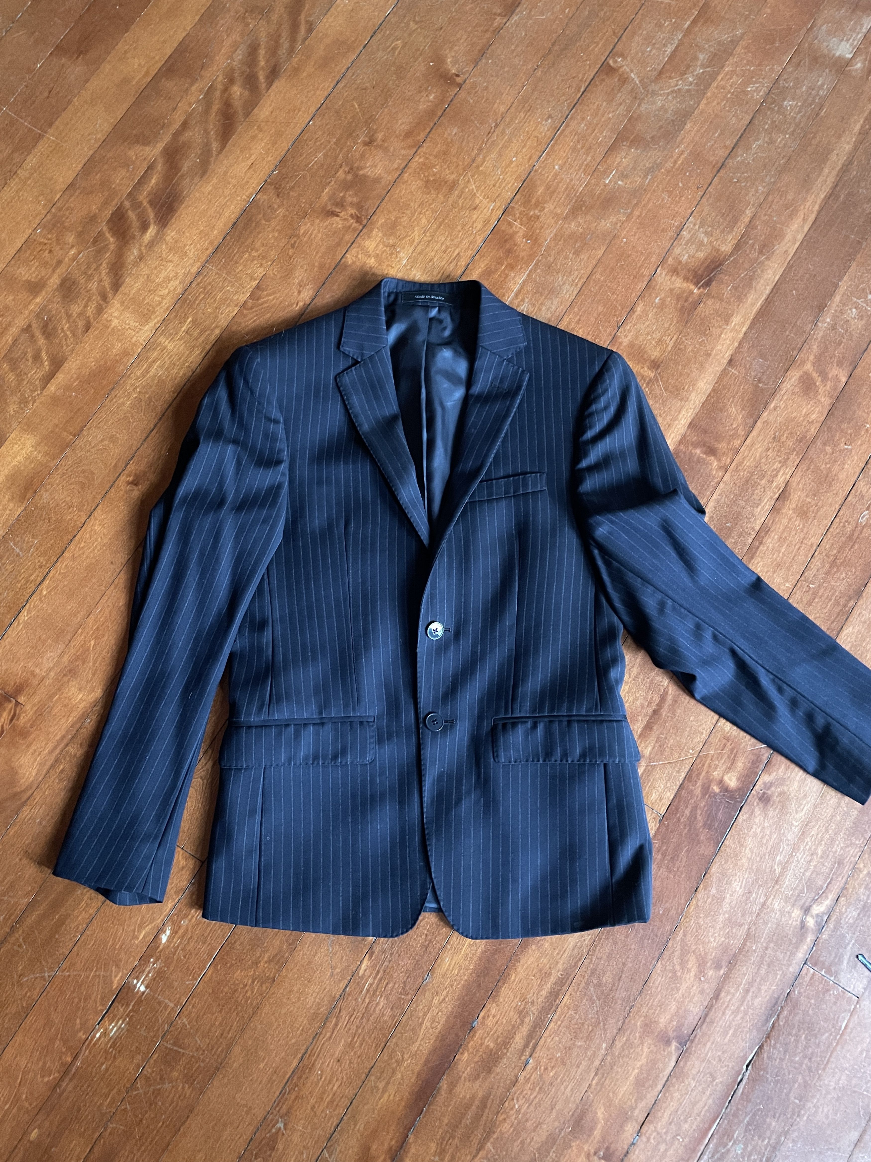 Calvin Klein Navy Stripped CK blazer Size 36S - 1 Thumbnail